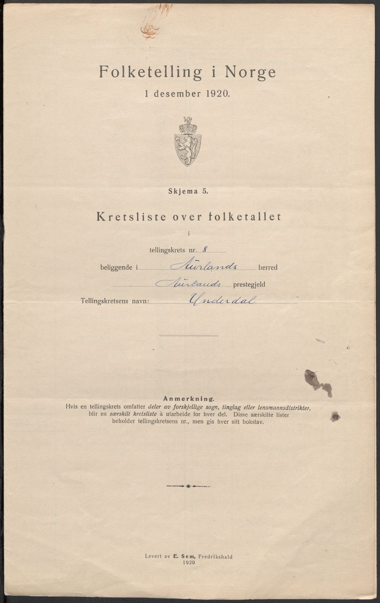 SAB, 1920 census for Aurland, 1920, p. 28