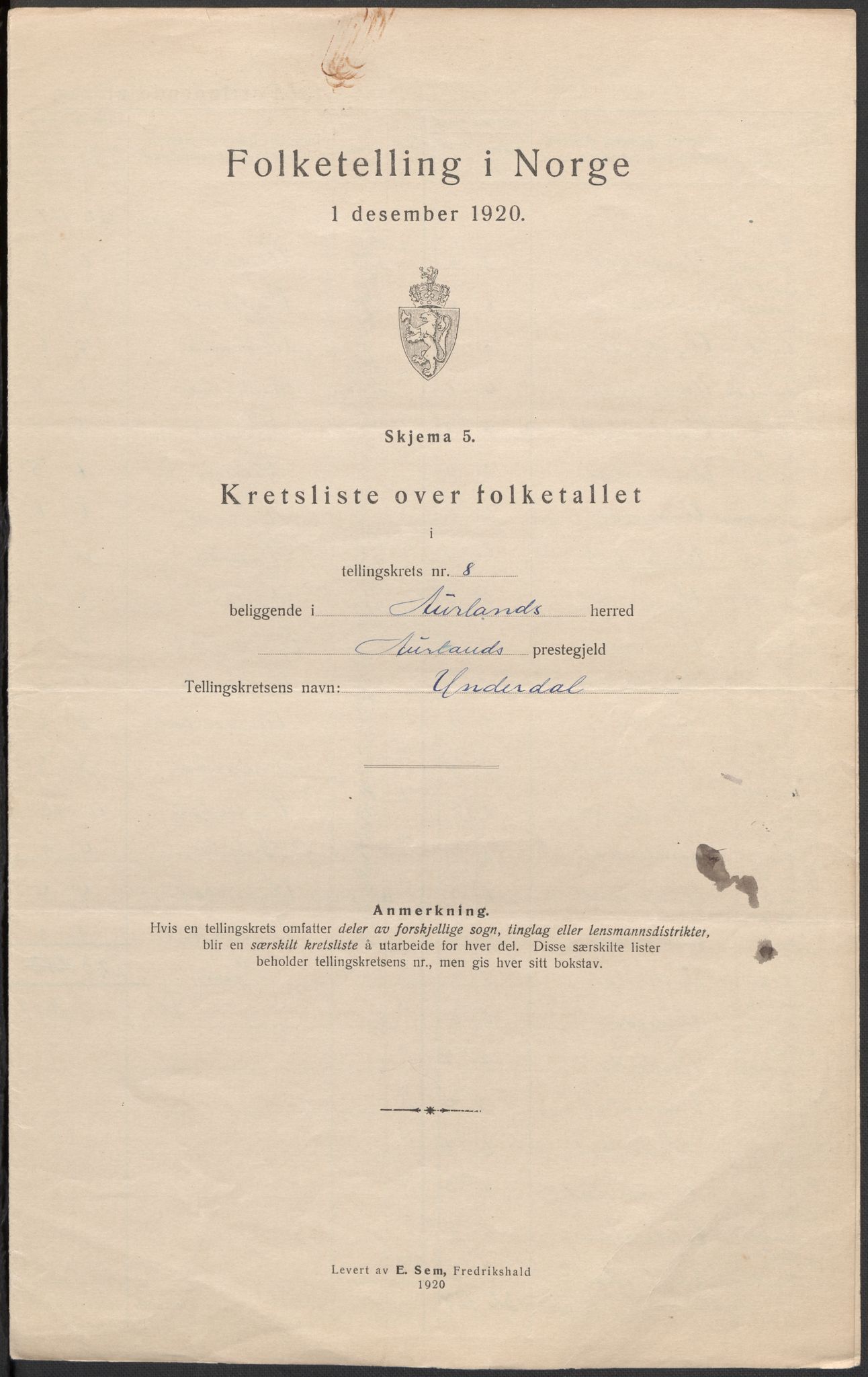 SAB, 1920 census for Aurland, 1920, p. 28