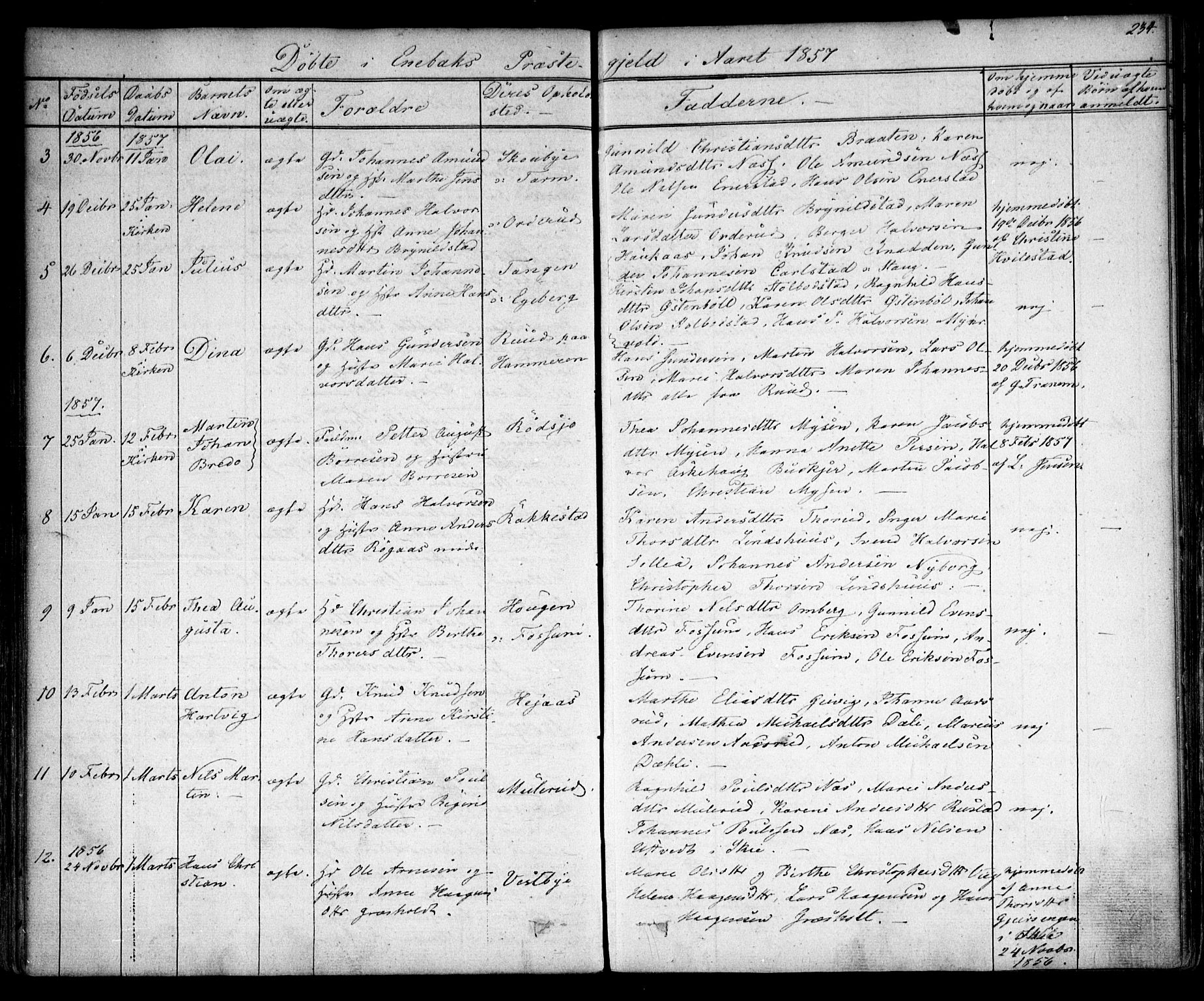 Enebakk prestekontor Kirkebøker, SAO/A-10171c/F/Fa/L0009: Parish register (official) no. I 9, 1832-1861, p. 234