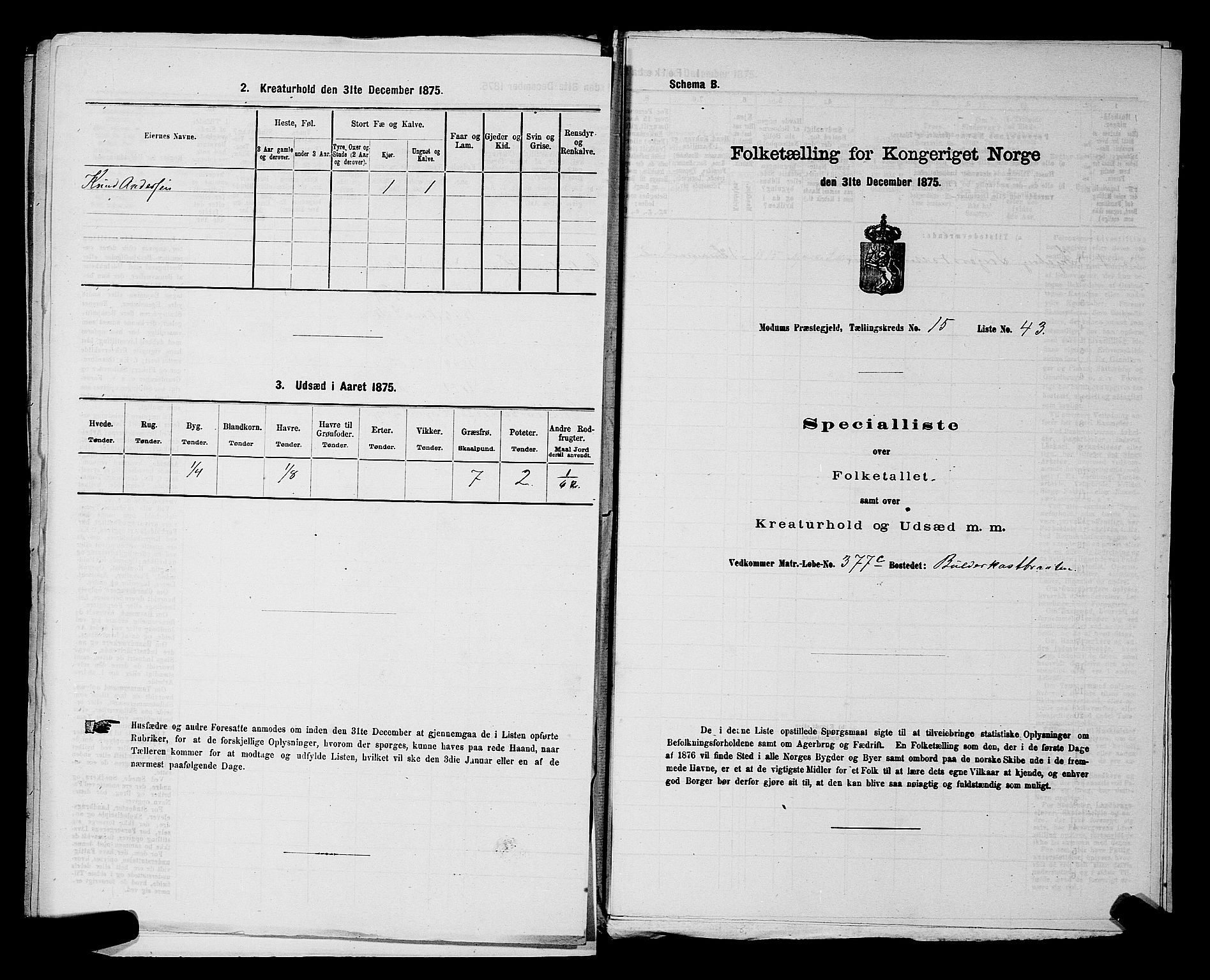 SAKO, 1875 census for 0623P Modum, 1875, p. 2034