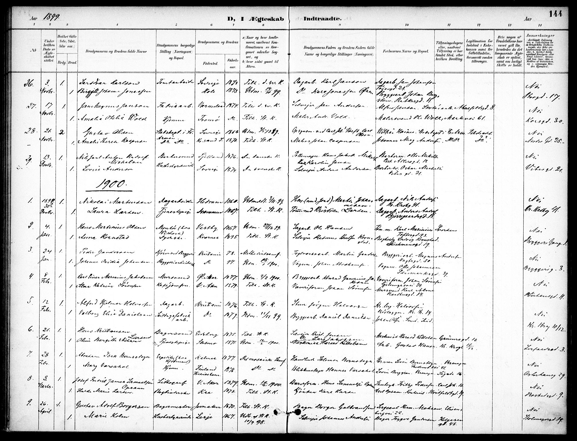 Jakob prestekontor Kirkebøker, SAO/A-10850/F/Fa/L0006: Parish register (official) no. 6, 1895-1908, p. 144