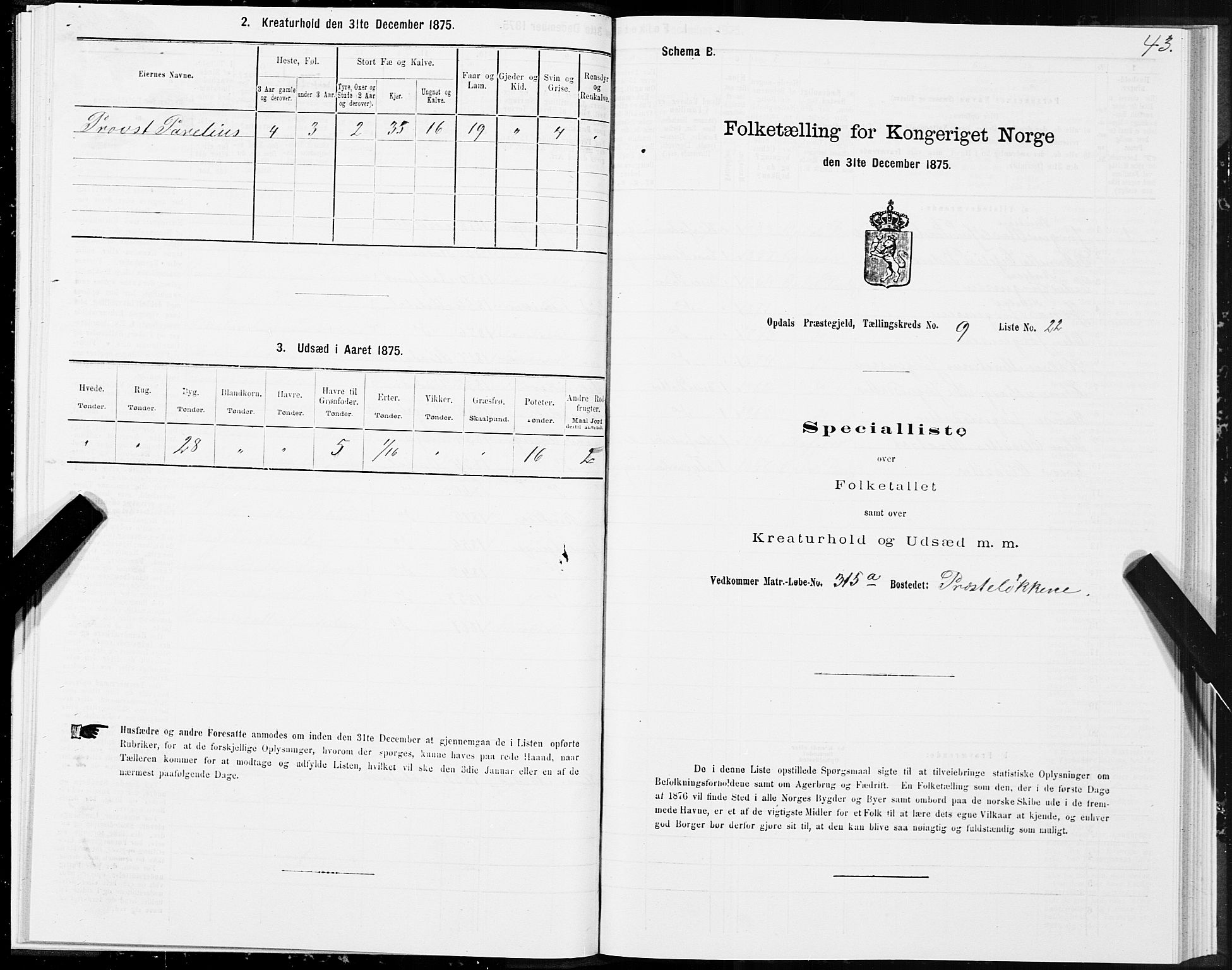 SAT, 1875 census for 1634P Oppdal, 1875, p. 6043