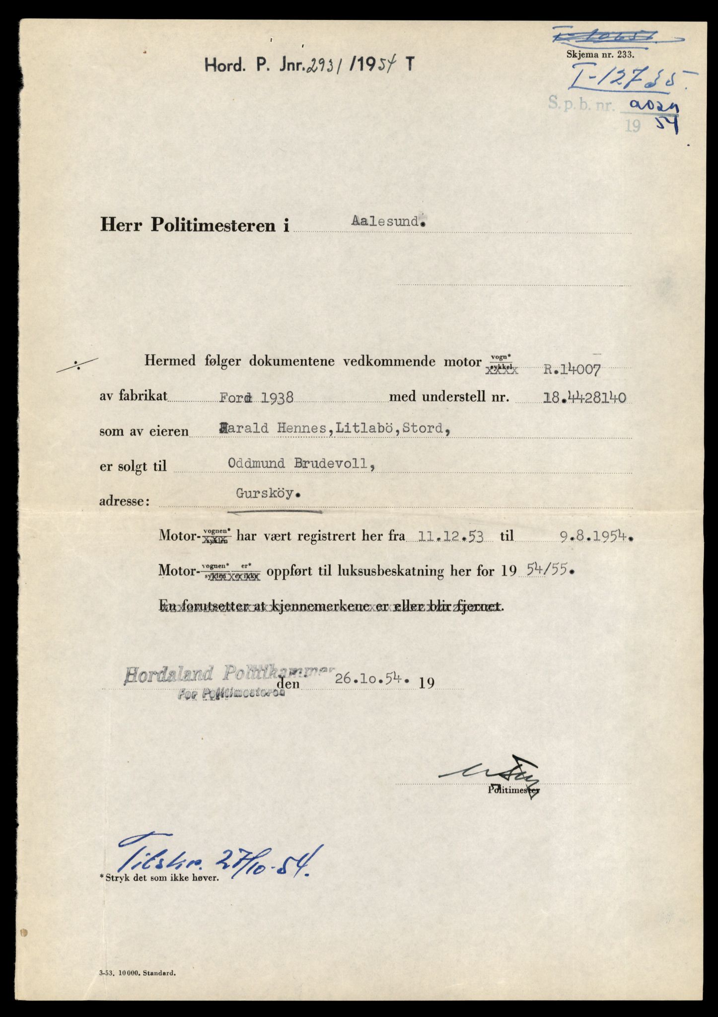 Møre og Romsdal vegkontor - Ålesund trafikkstasjon, AV/SAT-A-4099/F/Fe/L0035: Registreringskort for kjøretøy T 12653 - T 12829, 1927-1998, p. 1566