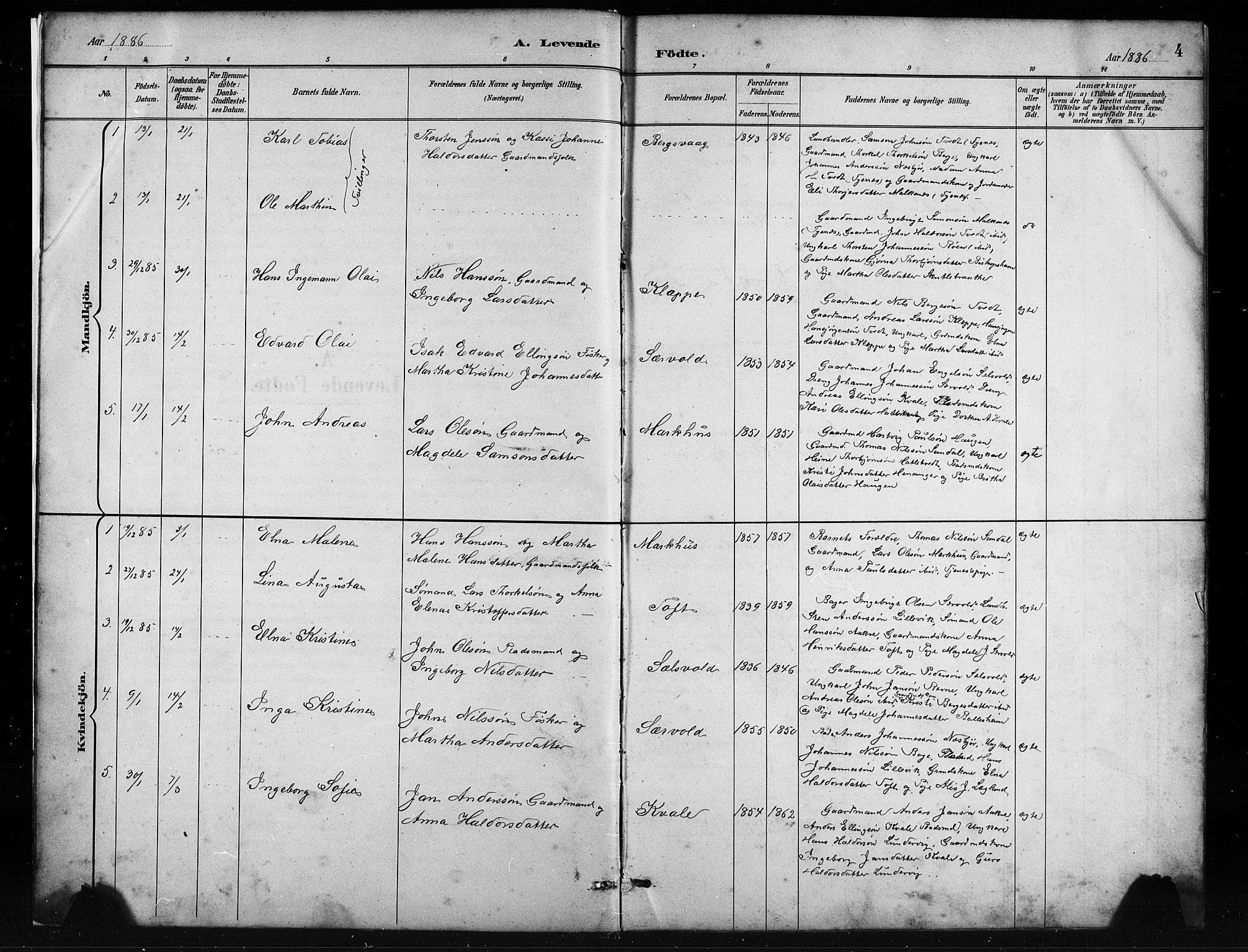 Fusa sokneprestembete, SAB/A-75401/H/Hab: Parish register (copy) no. C 2, 1886-1926, p. 4