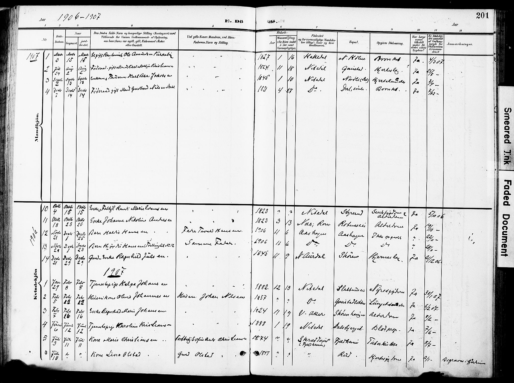 Nittedal prestekontor Kirkebøker, AV/SAO-A-10365a/F/Fa/L0008: Parish register (official) no. I 8, 1902-1926, p. 201