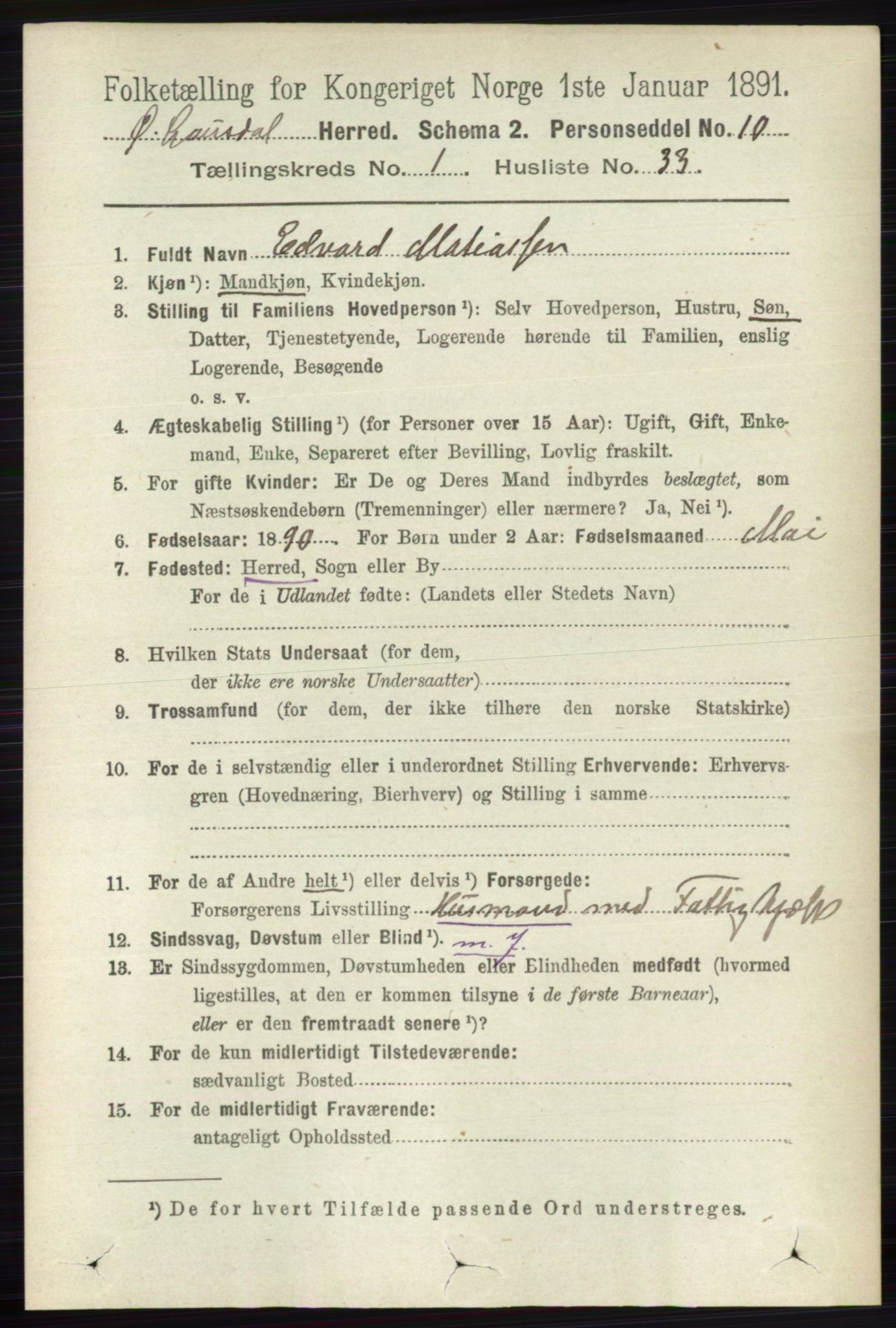 RA, 1891 census for 0522 Østre Gausdal, 1891, p. 418