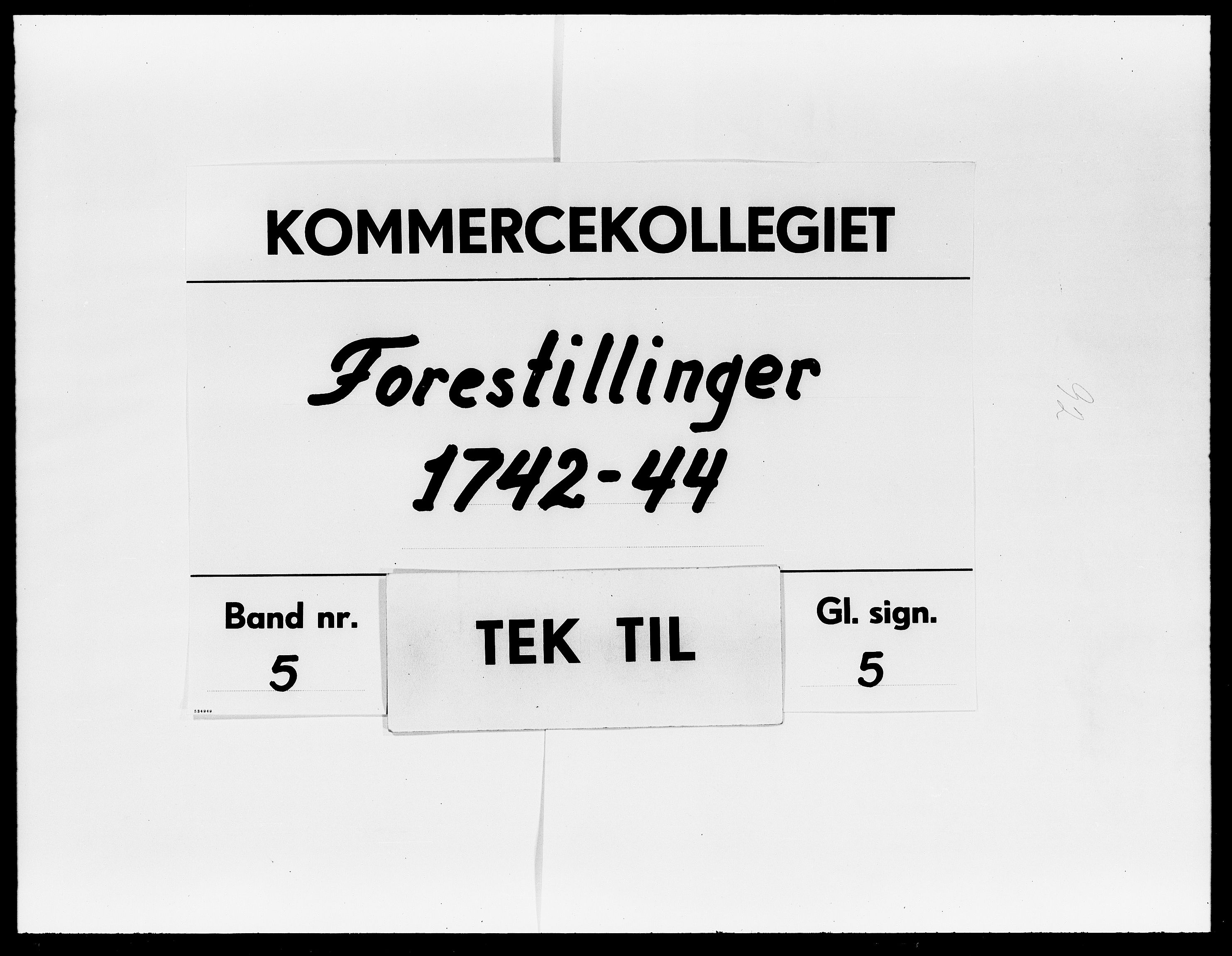 Kommercekollegiet, Dansk-Norske Sekretariat (1736-1771) / Kommercedeputationen (1771-1773), DRA/A-0002/-/005: Forestillinger, 1742-1744
