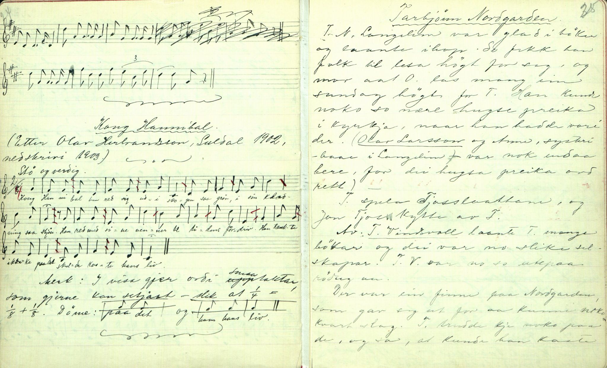 Rikard Berge, TEMU/TGM-A-1003/F/L0001/0024: 001-030 Innholdslister / 20. Musiksoge. Folkemusik II, 1902-1903, p. 24-25