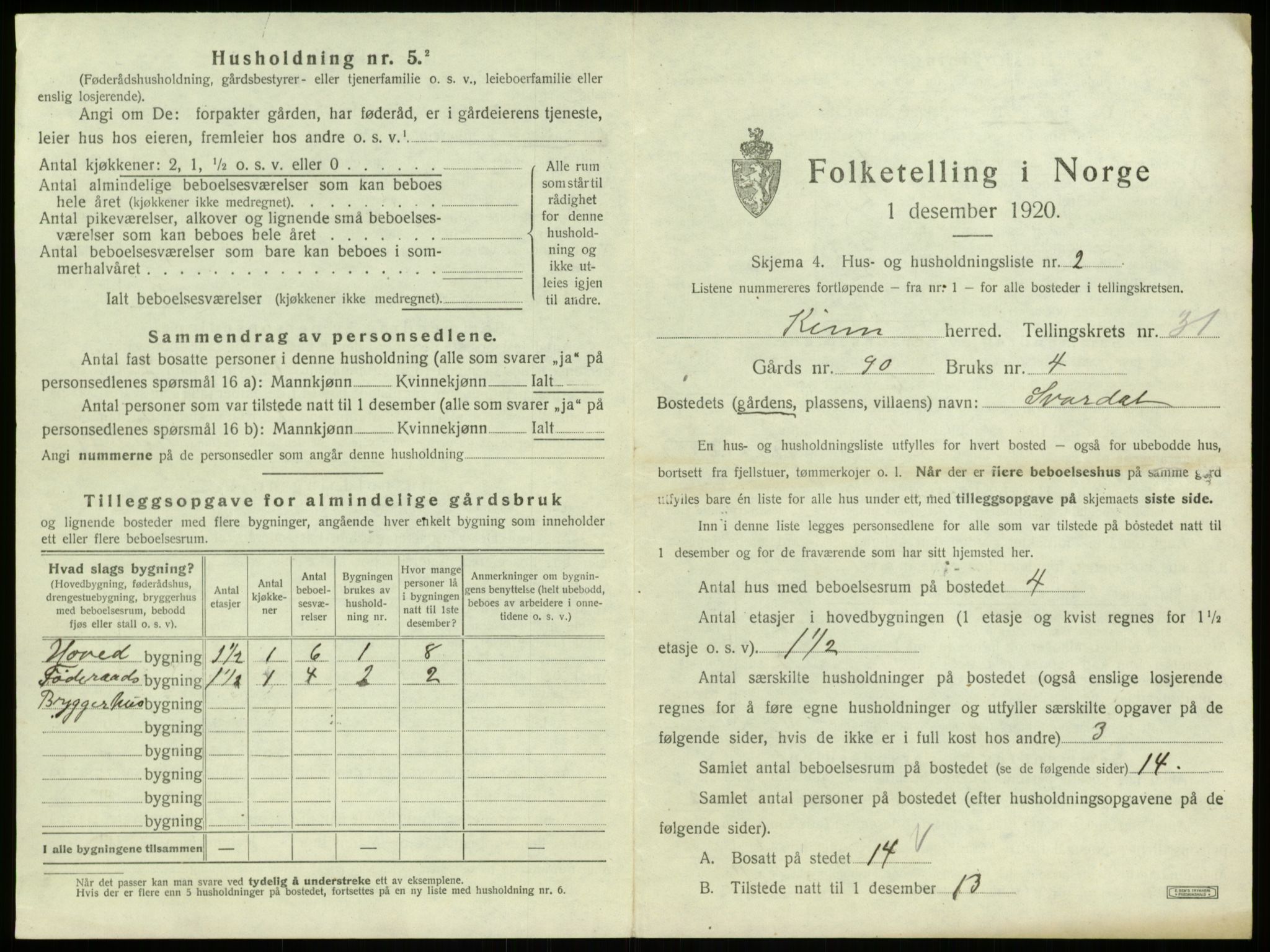 SAB, 1920 census for Kinn, 1920, p. 1550