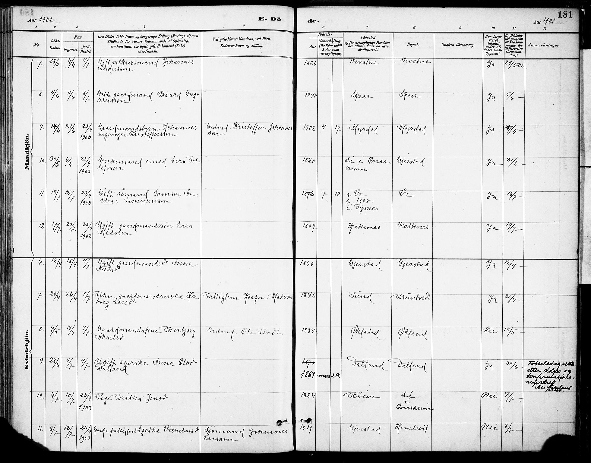 Tysnes sokneprestembete, AV/SAB-A-78601/H/Haa: Parish register (official) no. B 1, 1887-1906, p. 181