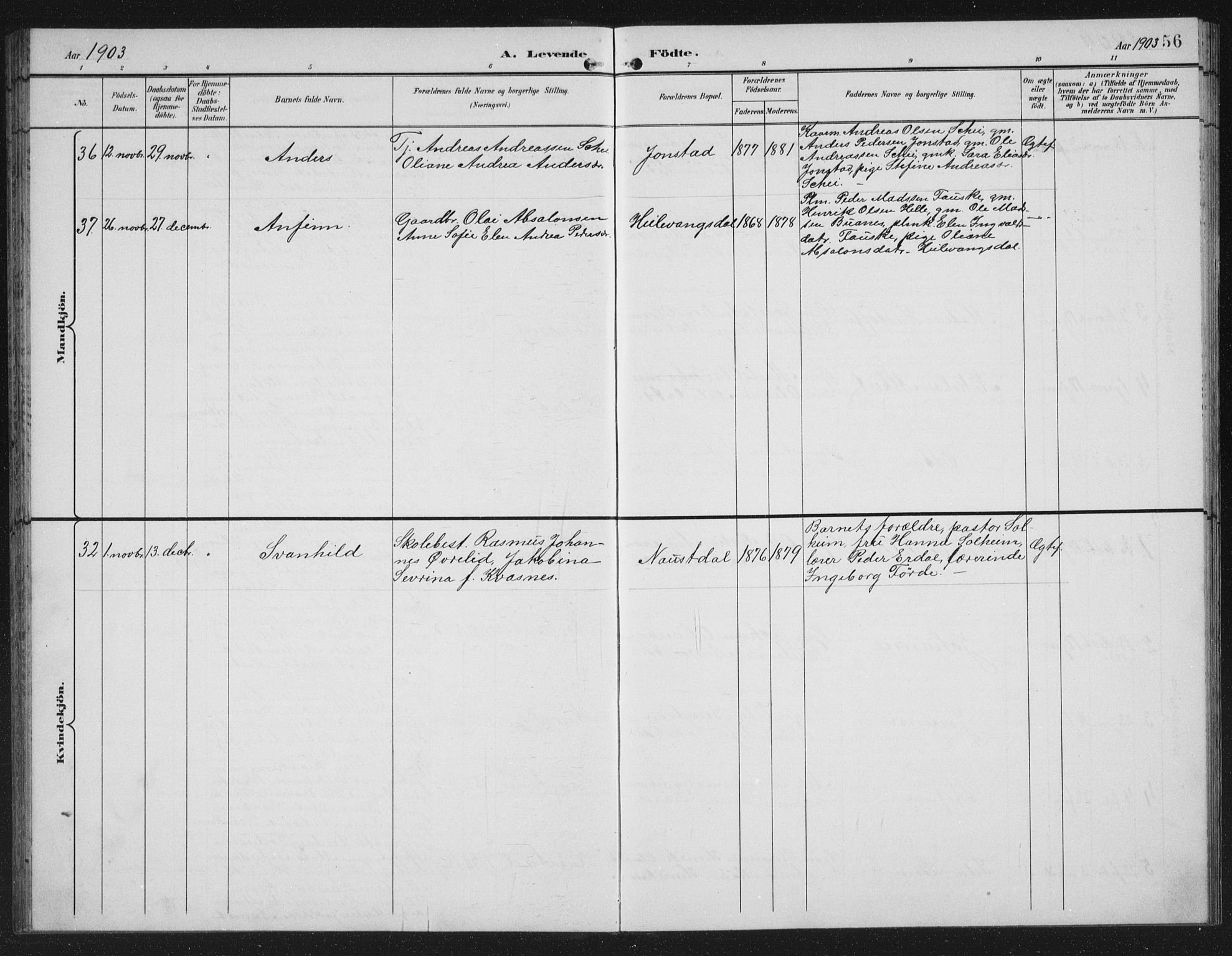 Førde sokneprestembete, AV/SAB-A-79901/H/Hab/Habd/L0004: Parish register (copy) no. D 4, 1896-1913, p. 56