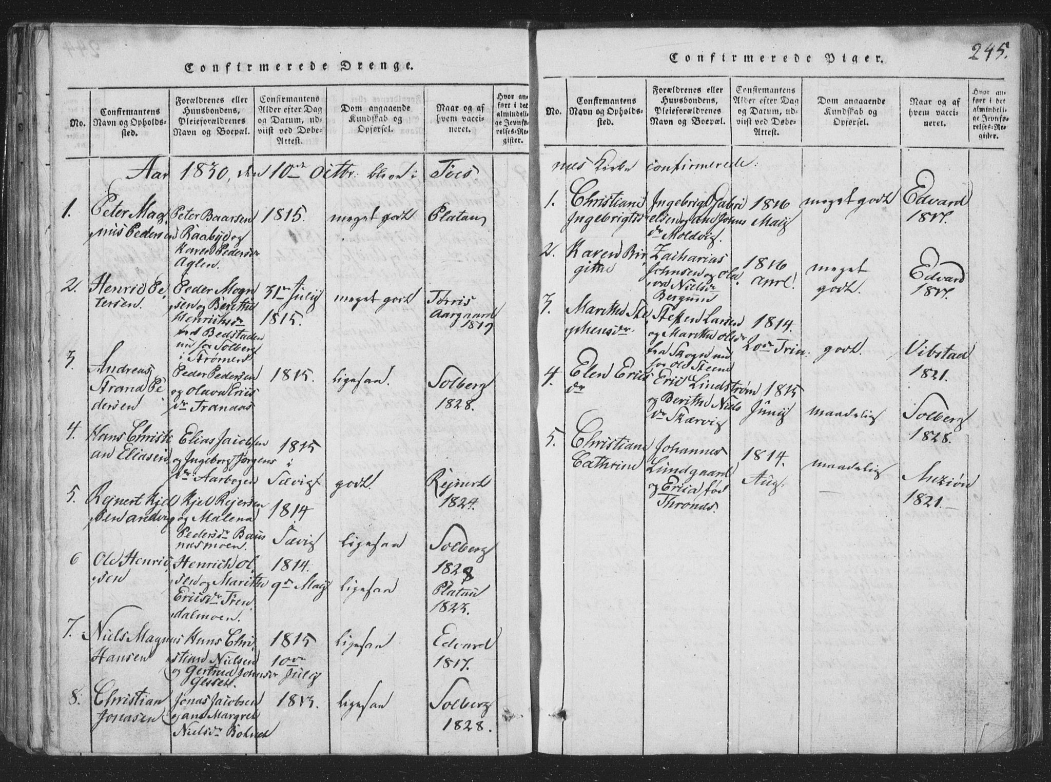 Ministerialprotokoller, klokkerbøker og fødselsregistre - Nord-Trøndelag, SAT/A-1458/773/L0613: Parish register (official) no. 773A04, 1815-1845, p. 245