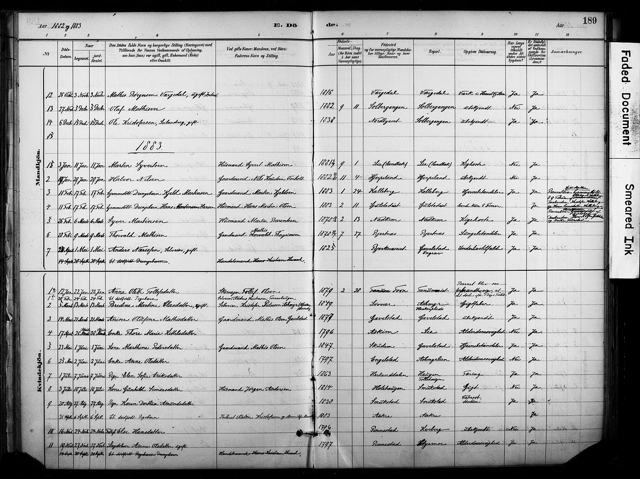 Lardal kirkebøker, AV/SAKO-A-350/F/Fb/L0001: Parish register (official) no. II 1, 1881-1911, p. 189