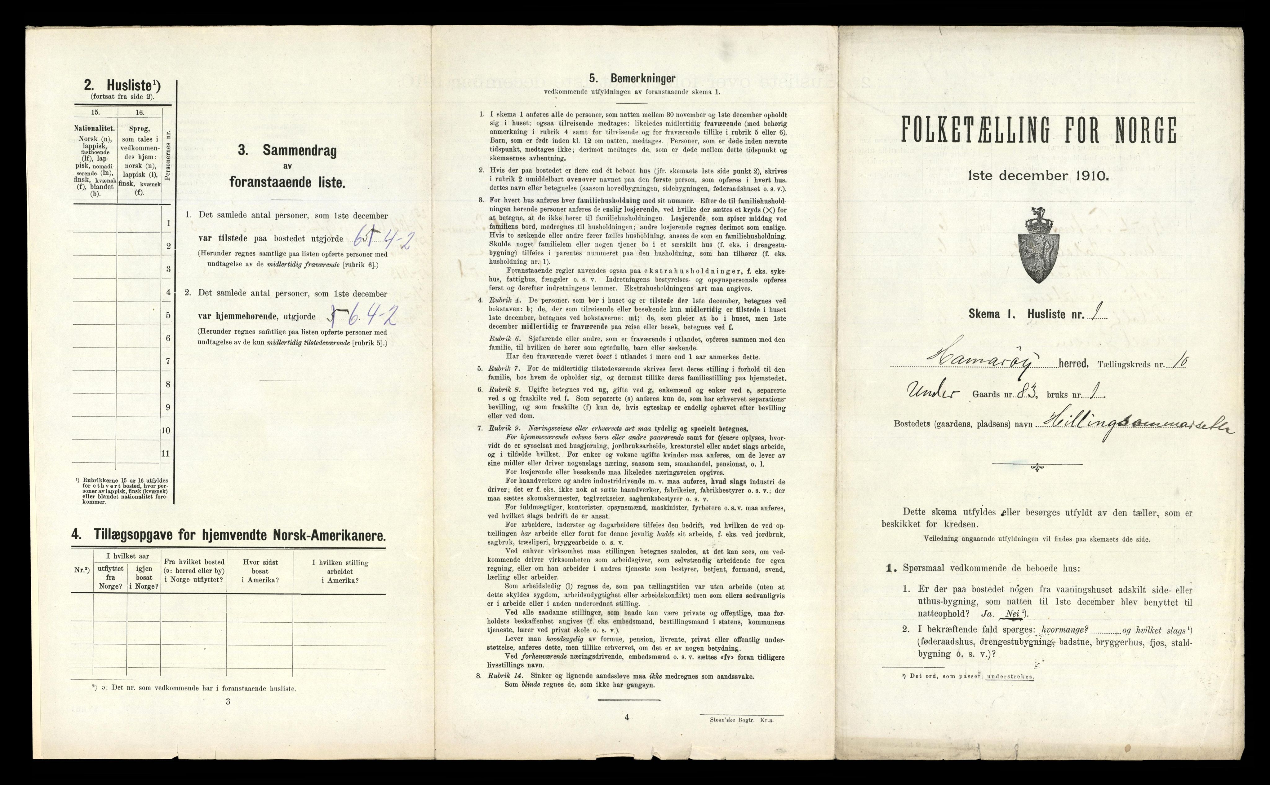 RA, 1910 census for Hamarøy, 1910, p. 990