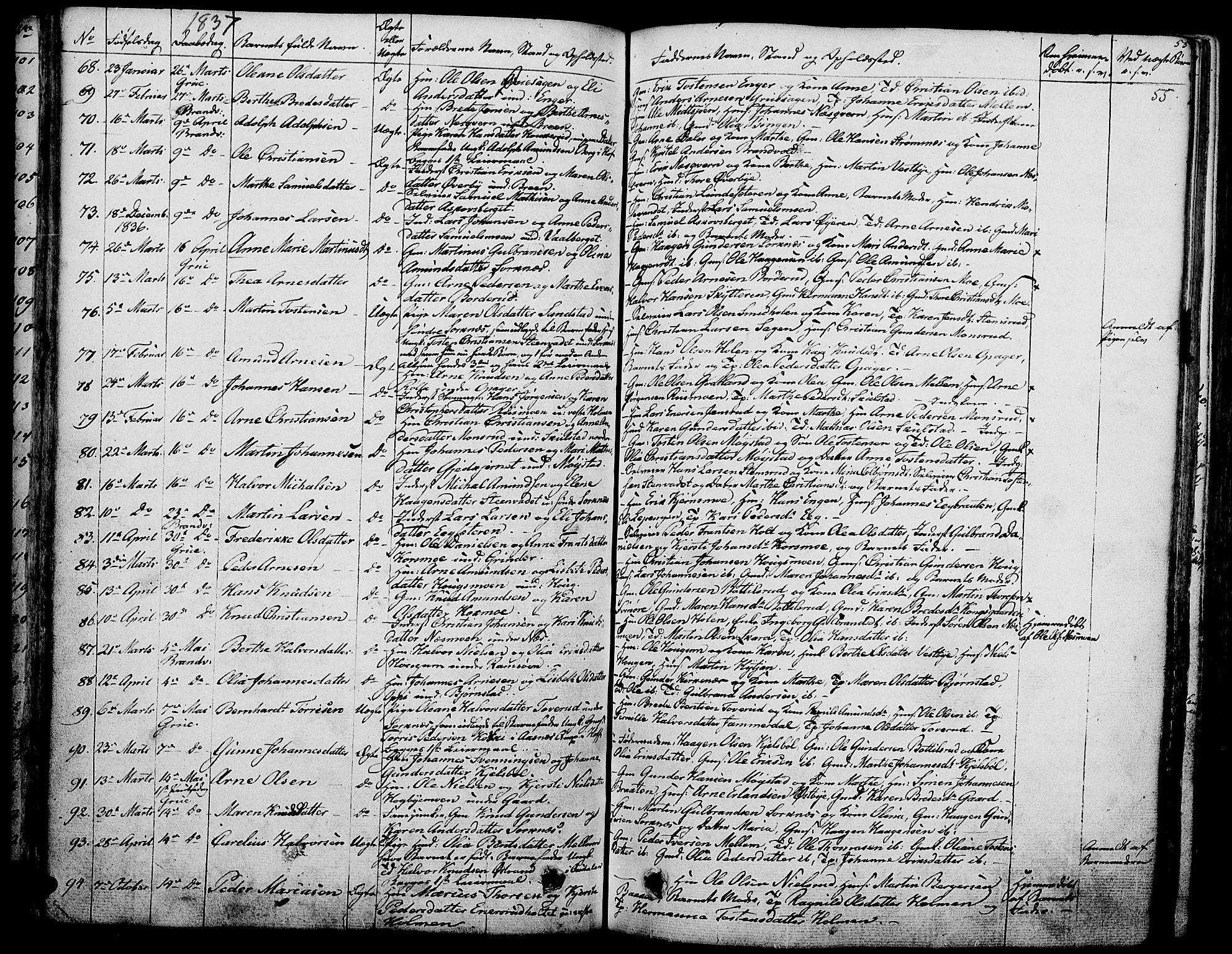 Grue prestekontor, AV/SAH-PREST-036/H/Ha/Haa/L0007: Parish register (official) no. 7, 1830-1847, p. 55