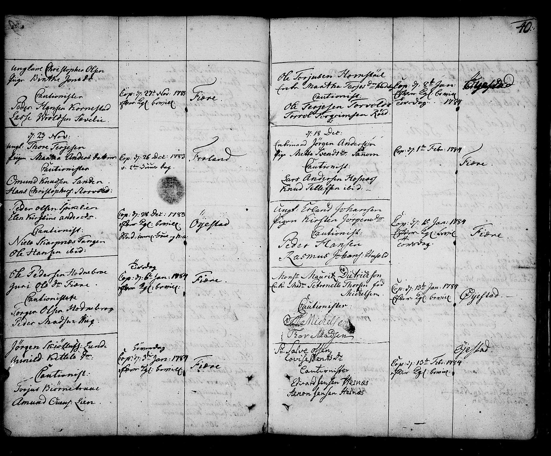 Øyestad sokneprestkontor, AV/SAK-1111-0049/F/Fa/L0009: Parish register (official) no. A 9, 1778-1808, p. 40