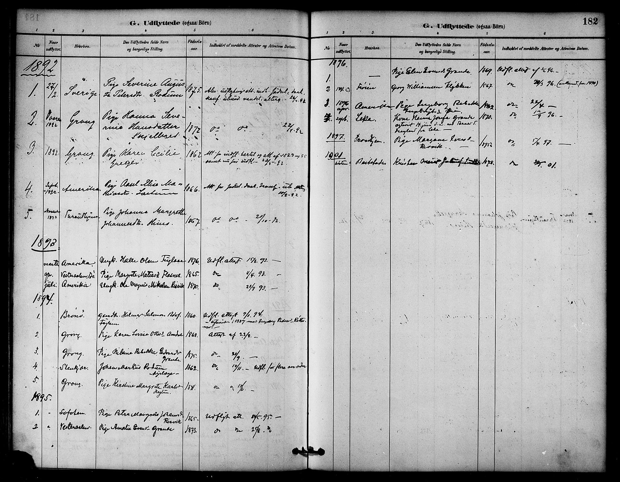 Ministerialprotokoller, klokkerbøker og fødselsregistre - Nord-Trøndelag, AV/SAT-A-1458/764/L0555: Parish register (official) no. 764A10, 1881-1896, p. 182