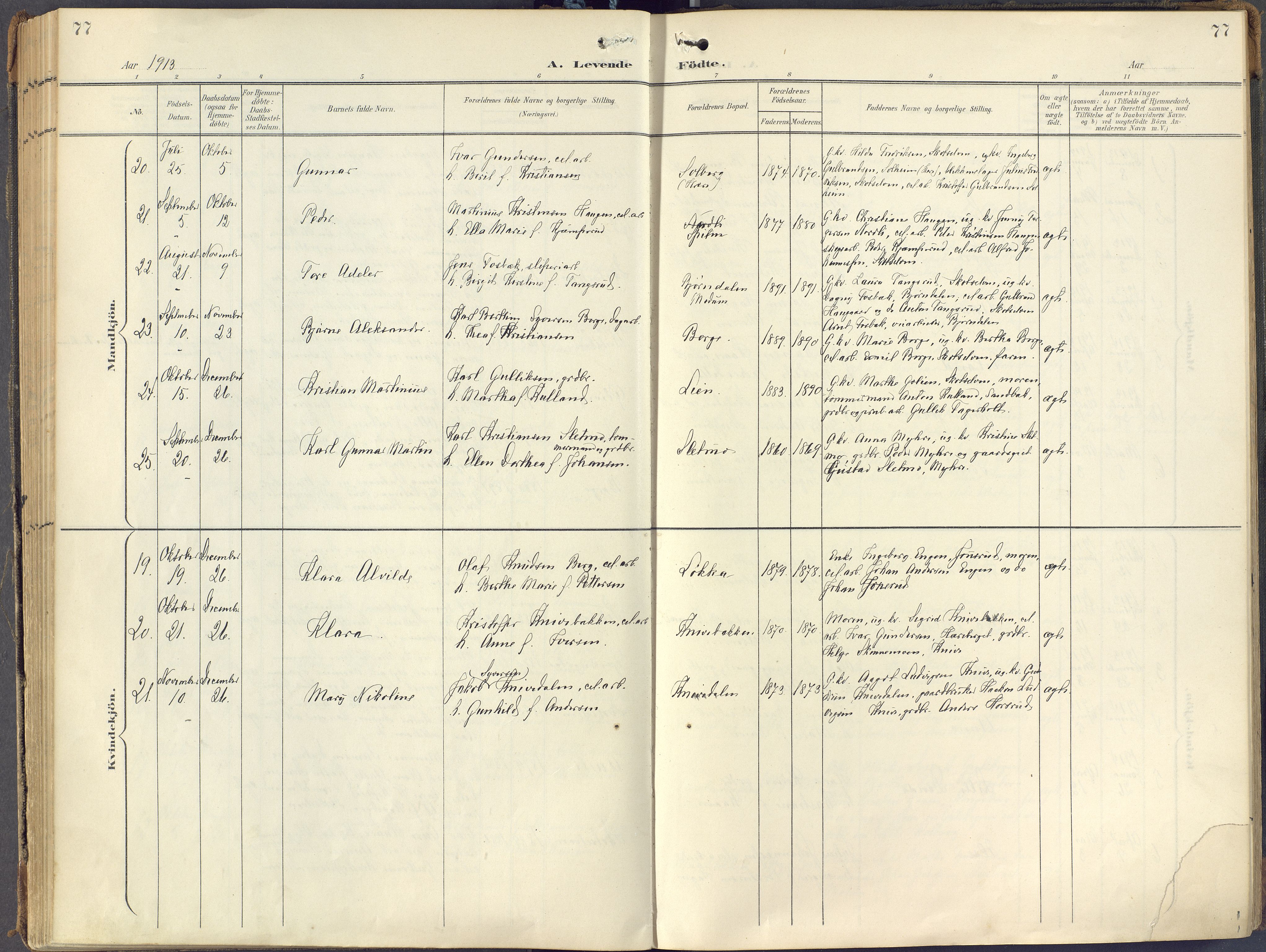 Eiker kirkebøker, SAKO/A-4/F/Fc/L0004: Parish register (official) no. III 4, 1900-1919, p. 77
