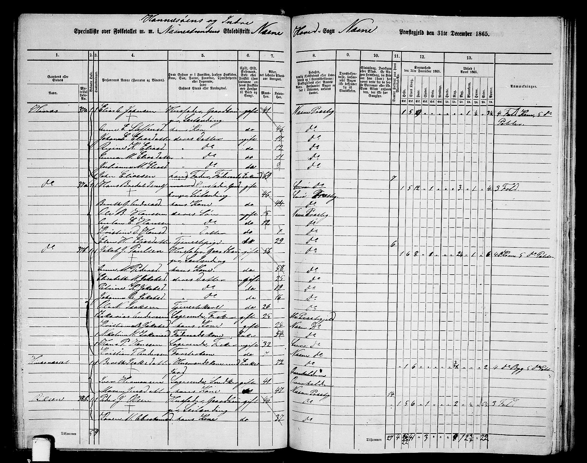 RA, 1865 census for Nesna, 1865, p. 91