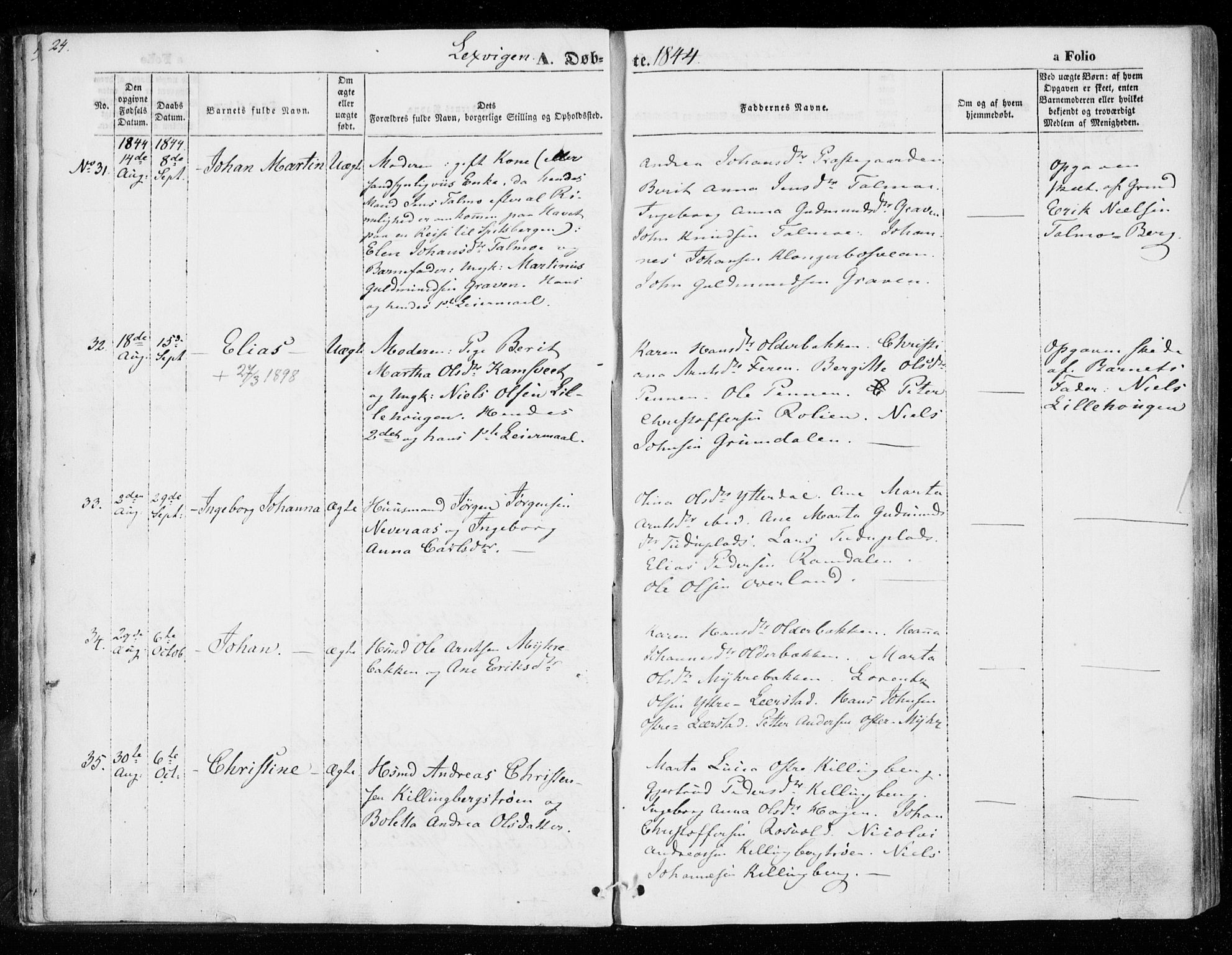 Ministerialprotokoller, klokkerbøker og fødselsregistre - Nord-Trøndelag, SAT/A-1458/701/L0007: Parish register (official) no. 701A07 /1, 1842-1854, p. 24