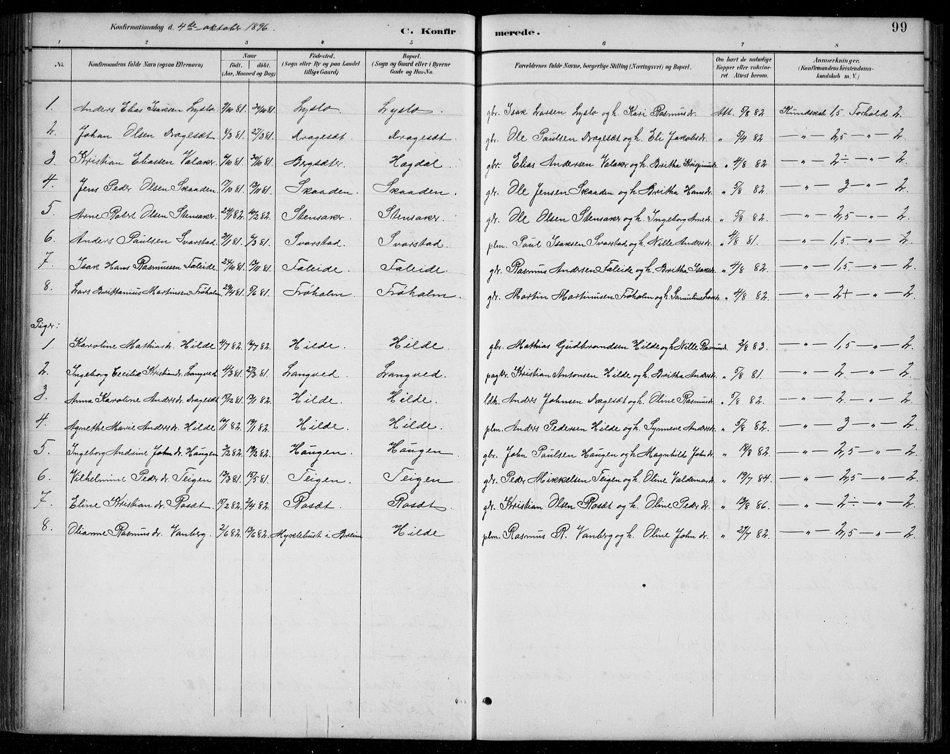 Innvik sokneprestembete, SAB/A-80501: Parish register (copy) no. A 3, 1886-1912, p. 99