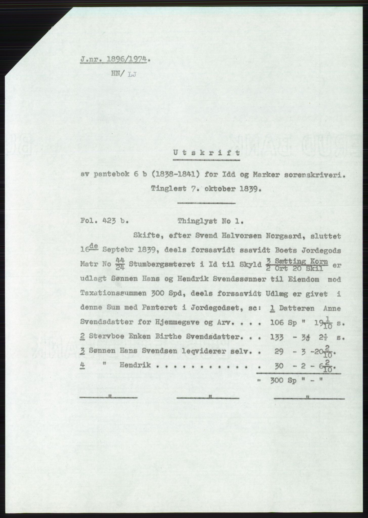 Statsarkivet i Oslo, SAO/A-10621/Z/Zd/L0033: Avskrifter, j.nr 15-2287/1974, 1974, p. 446