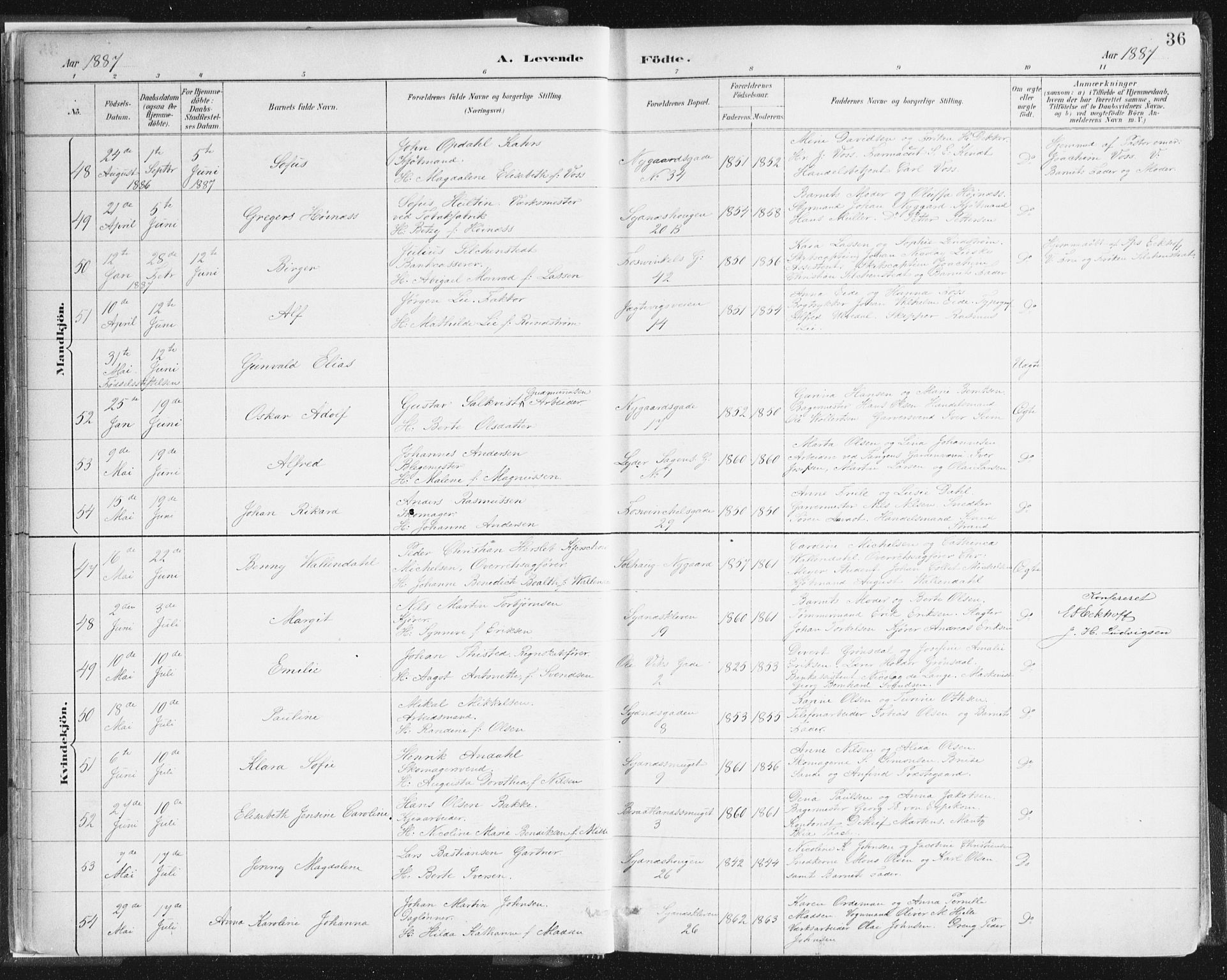 Johanneskirken sokneprestembete, AV/SAB-A-76001/H/Haa/L0001: Parish register (official) no. A 1, 1885-1900, p. 36