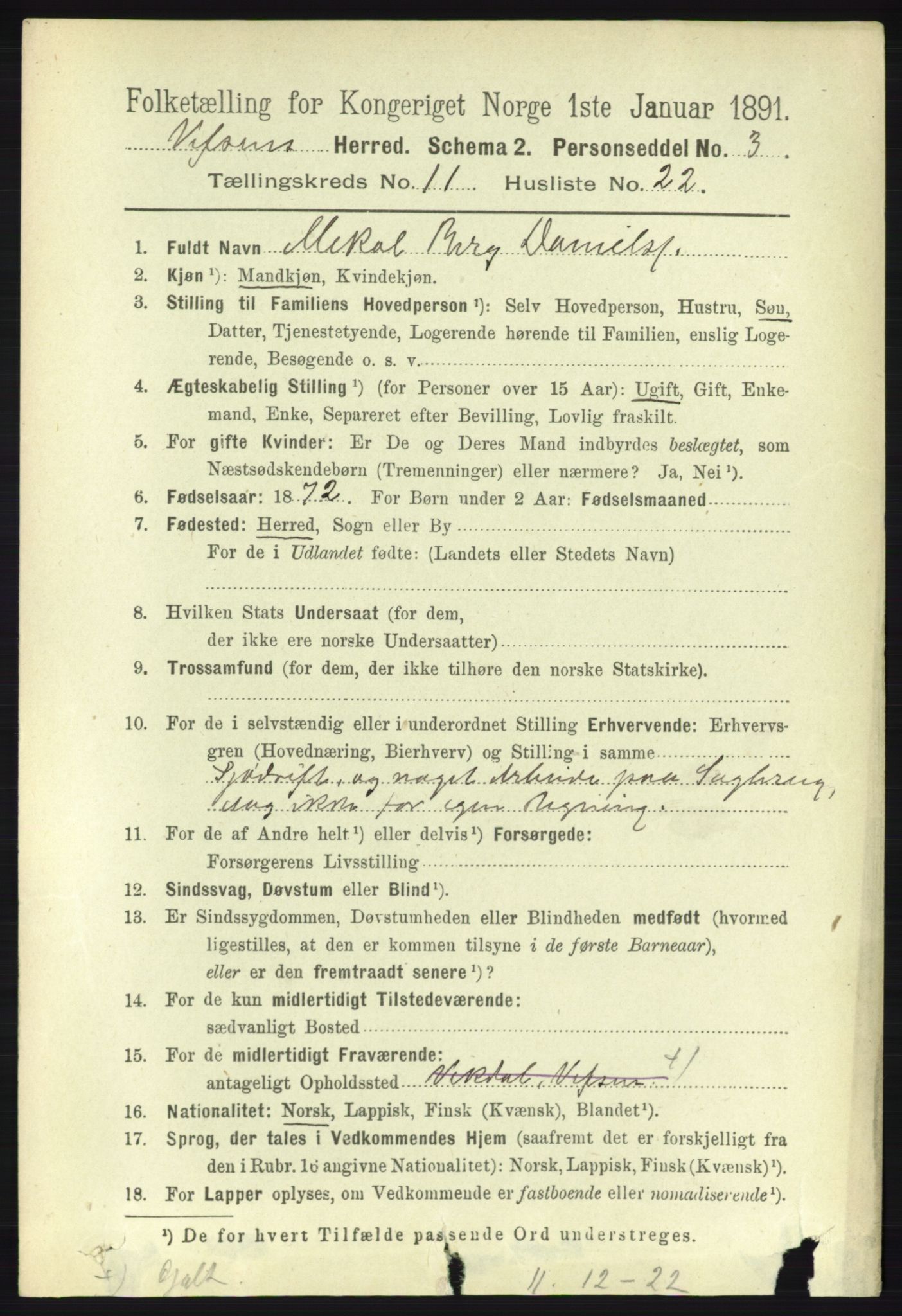 RA, 1891 census for 1824 Vefsn, 1891, p. 5799