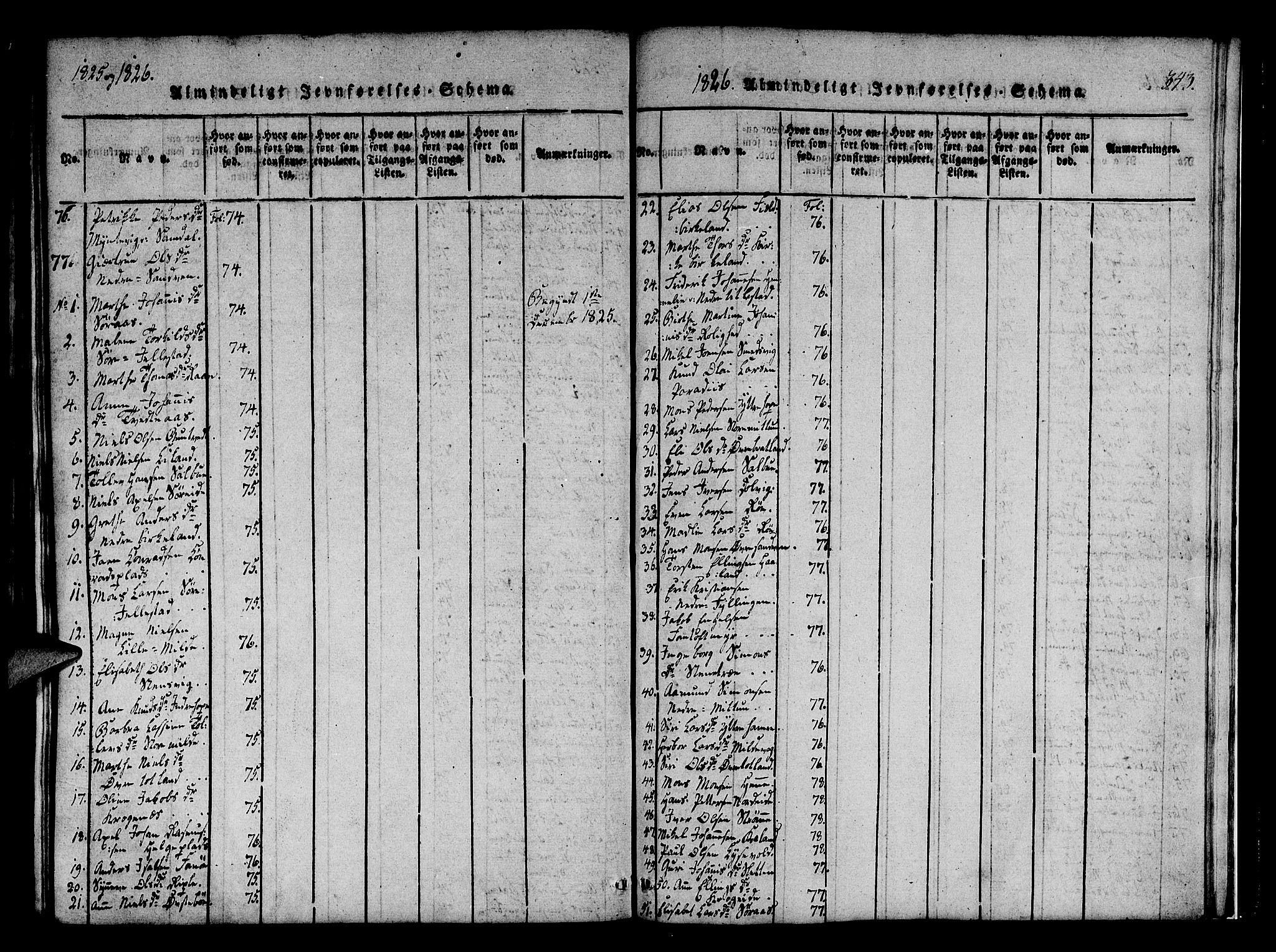Fana Sokneprestembete, SAB/A-75101/H/Haa/Haaa/L0007: Parish register (official) no. A 7, 1816-1828, p. 343