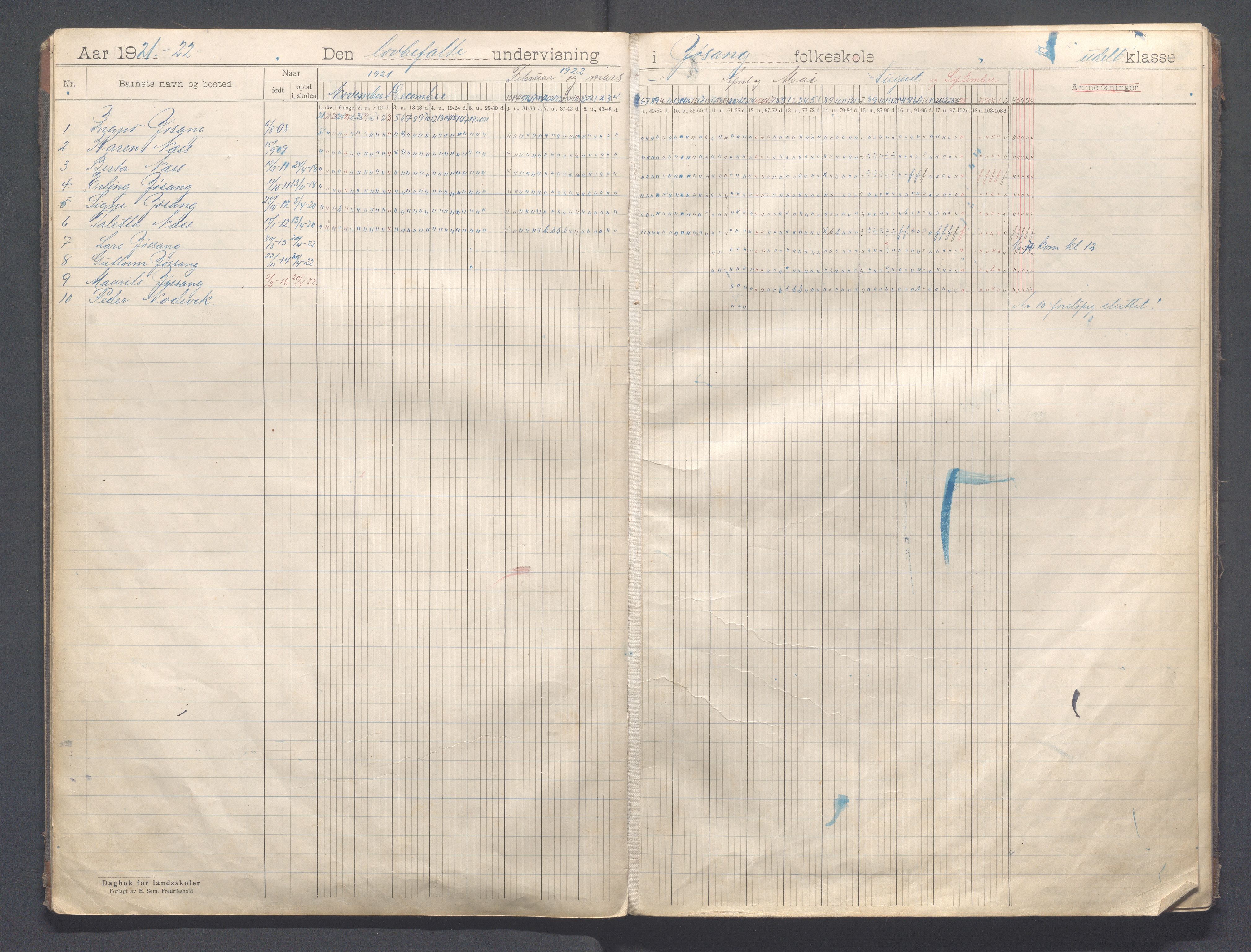 Strand kommune - Jøssang skole, IKAR/A-1274/G/Ga/L0001: Dagbok, 1916-1946, p. 8