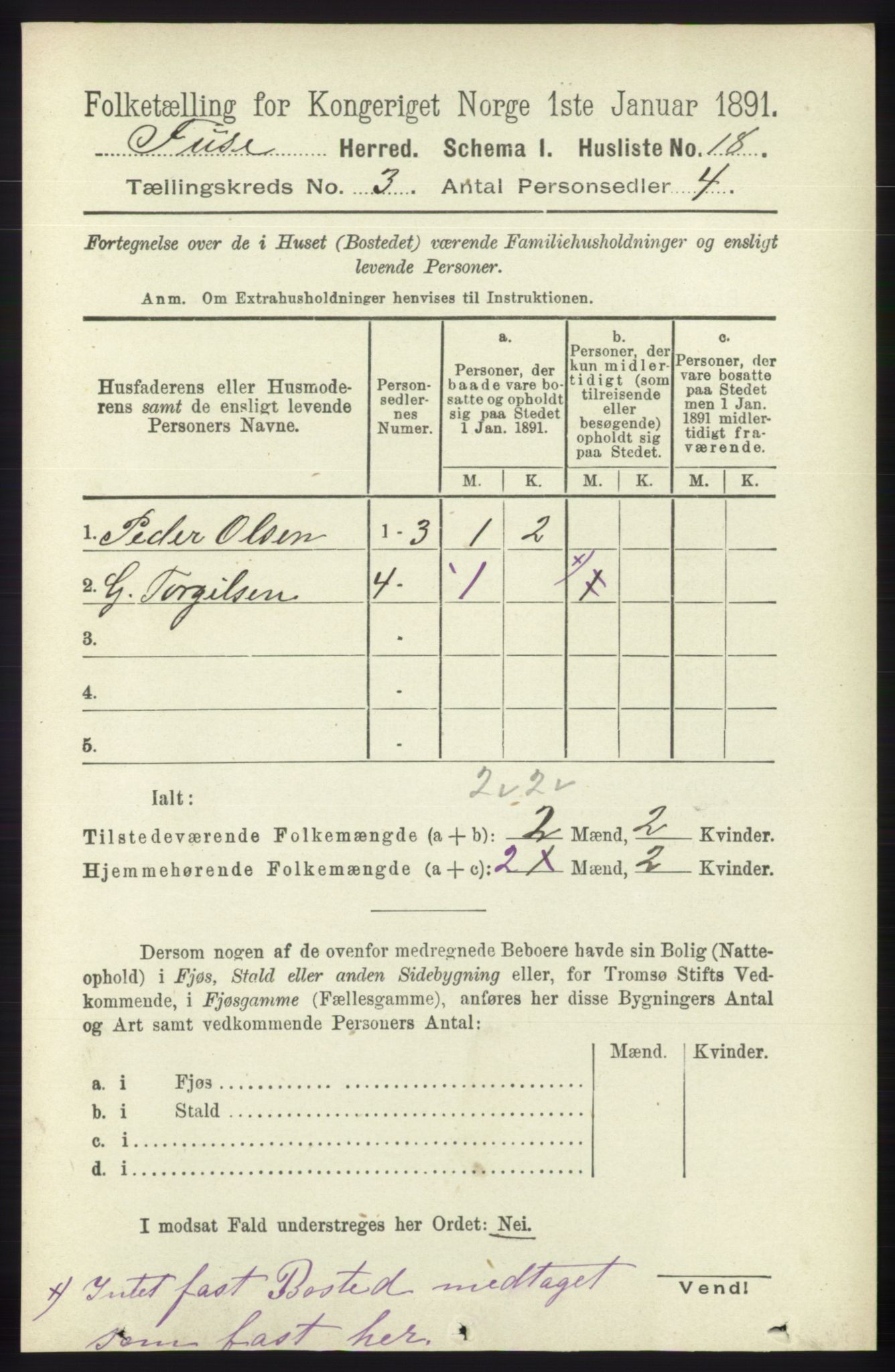 RA, 1891 census for 1241 Fusa, 1891, p. 504