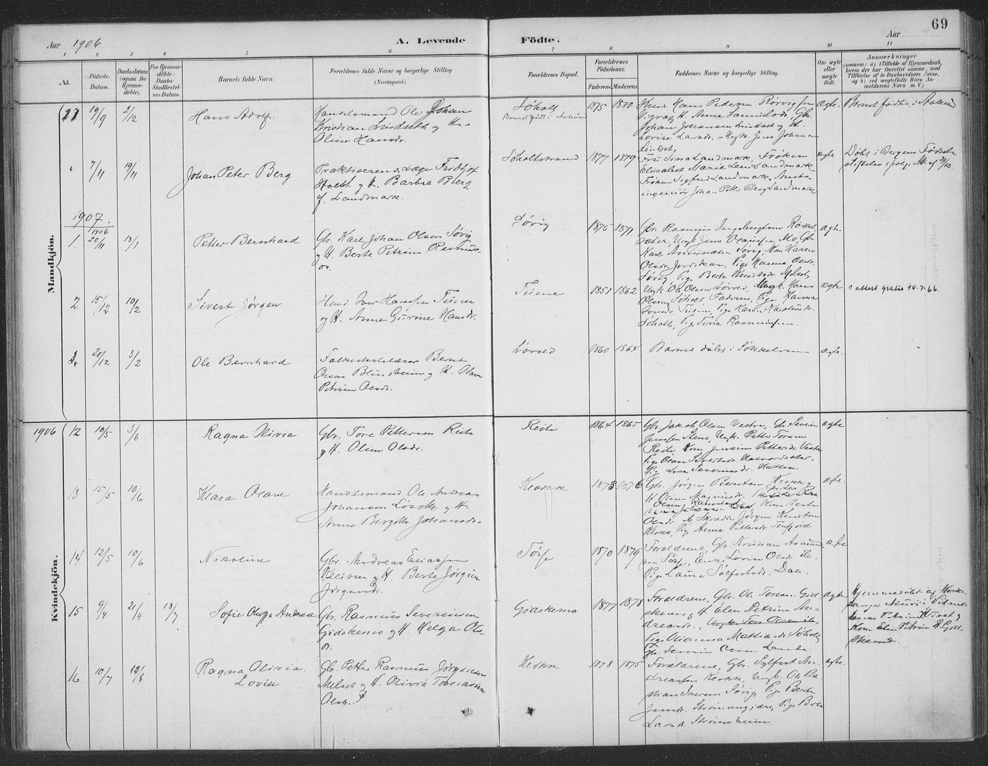 Ministerialprotokoller, klokkerbøker og fødselsregistre - Møre og Romsdal, SAT/A-1454/522/L0316: Parish register (official) no. 522A11, 1890-1911, p. 69