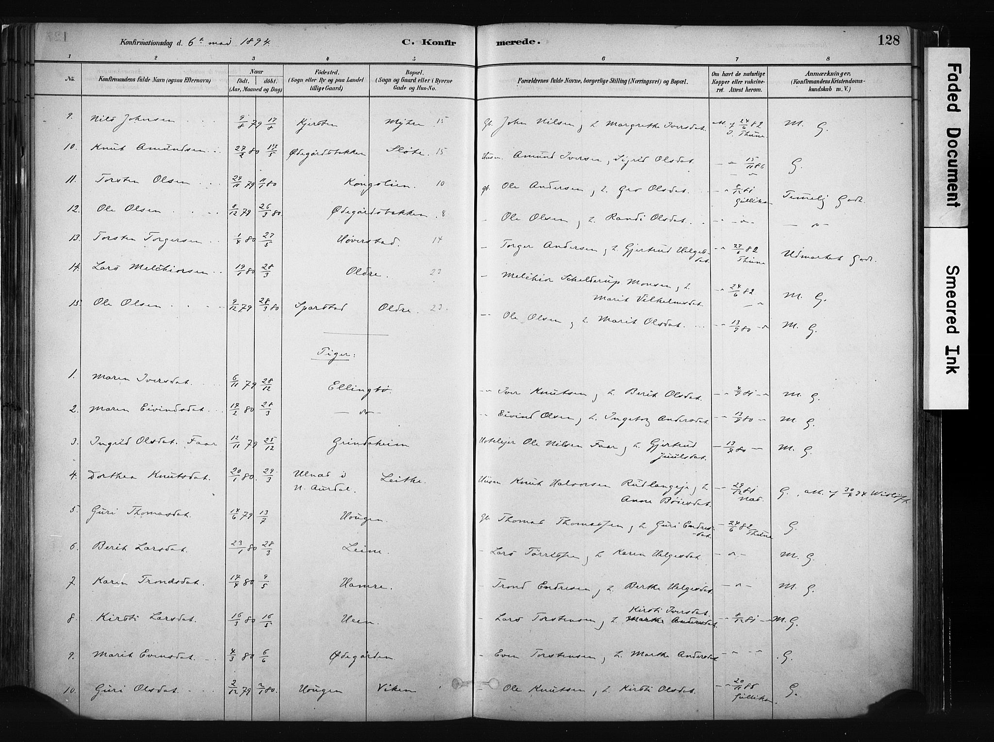 Vang prestekontor, Valdres, SAH/PREST-140/H/Ha/L0008: Parish register (official) no. 8, 1882-1910, p. 128