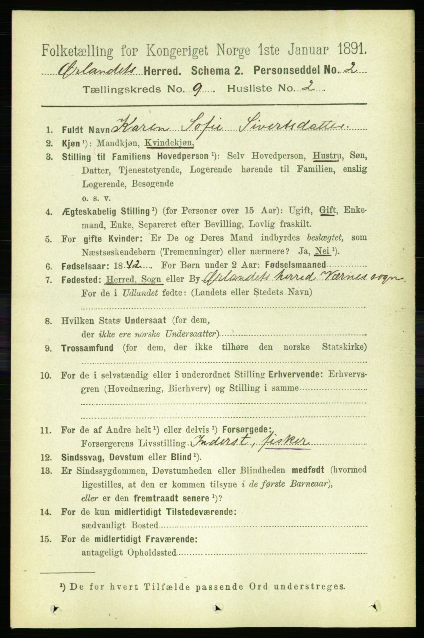 RA, 1891 census for 1621 Ørland, 1891, p. 3804