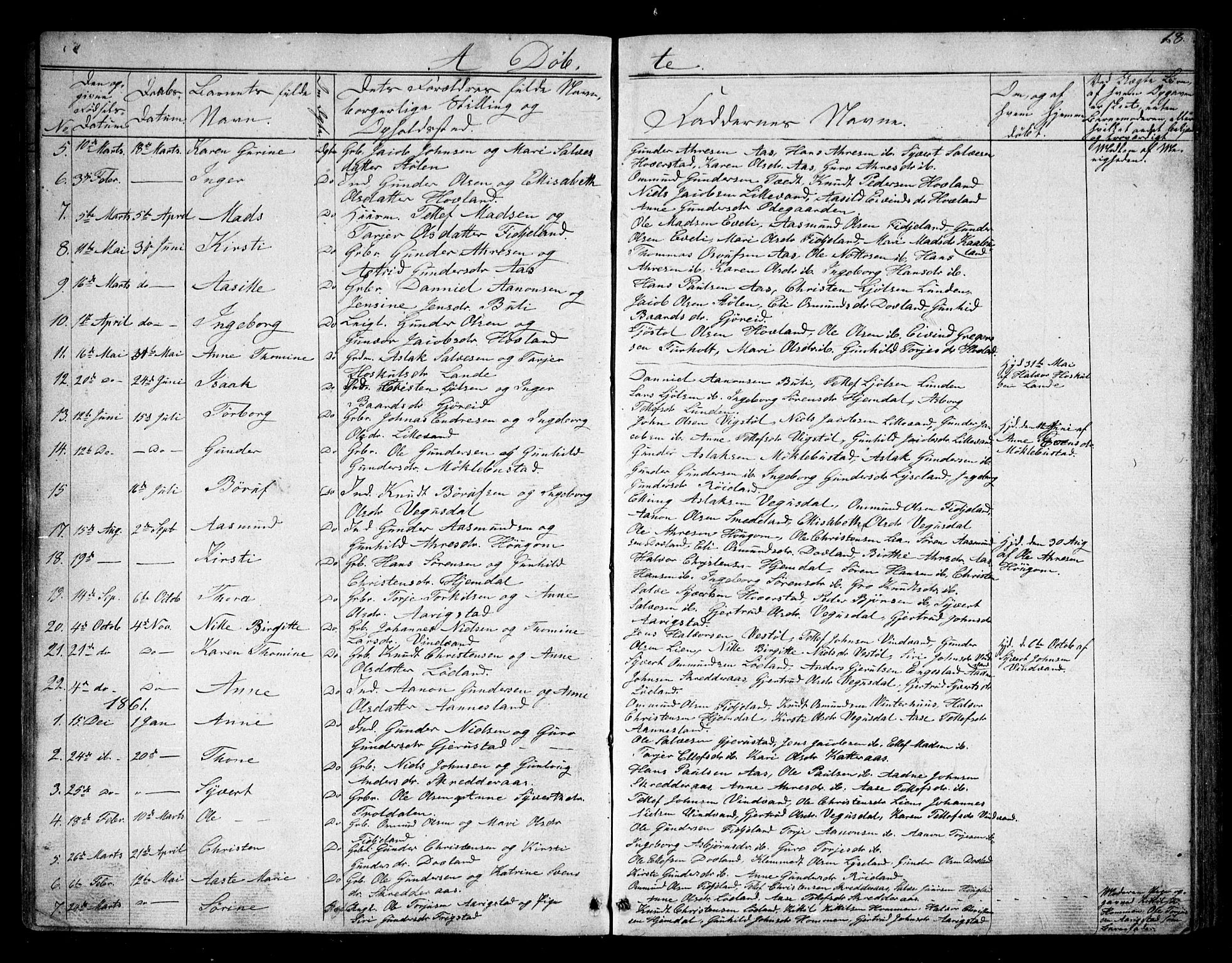Herefoss sokneprestkontor, SAK/1111-0019/F/Fb/Fbb/L0001: Parish register (copy) no. B 1, 1849-1879, p. 18