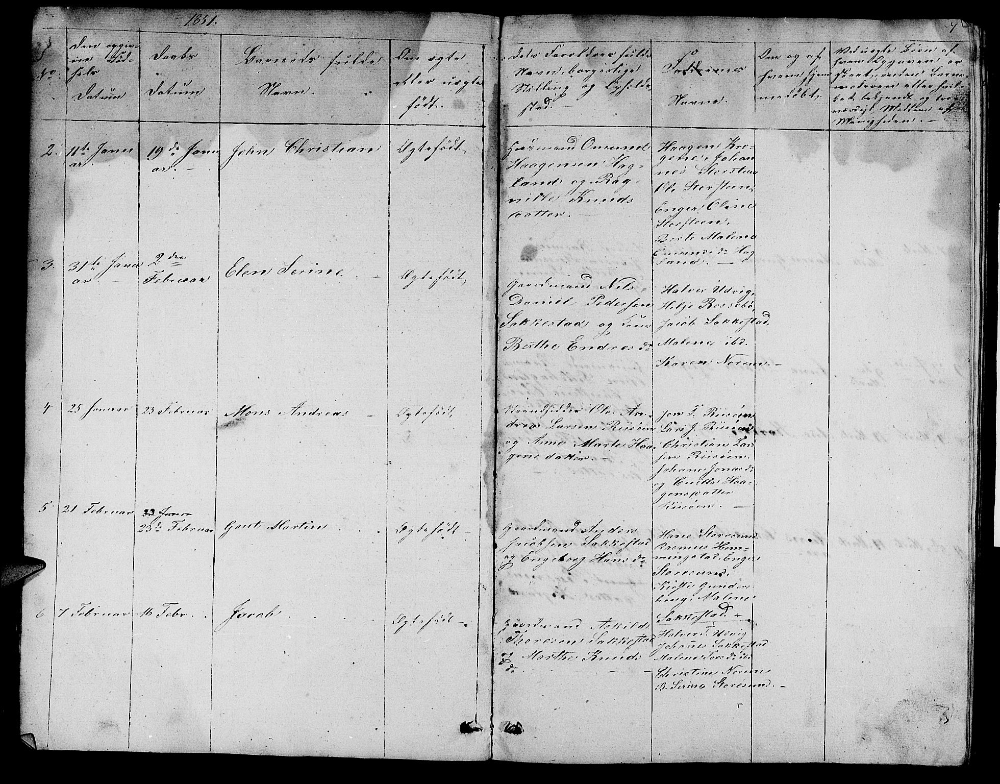 Torvastad sokneprestkontor, AV/SAST-A -101857/H/Ha/Hab/L0004: Parish register (copy) no. B 4, 1850-1864, p. 7