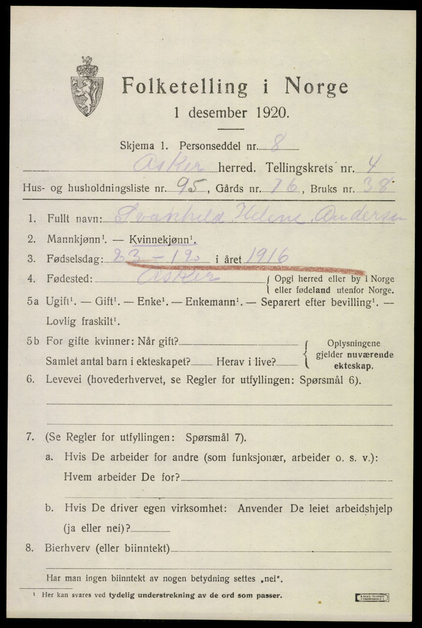 SAO, 1920 census for Asker, 1920, p. 11382