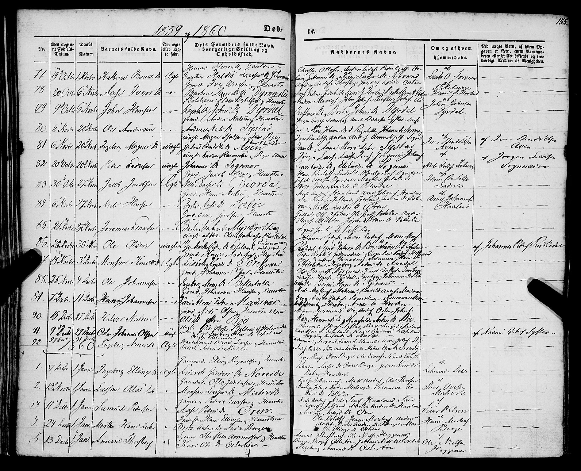 Lavik sokneprestembete, SAB/A-80901: Parish register (official) no. A 3, 1843-1863, p. 155