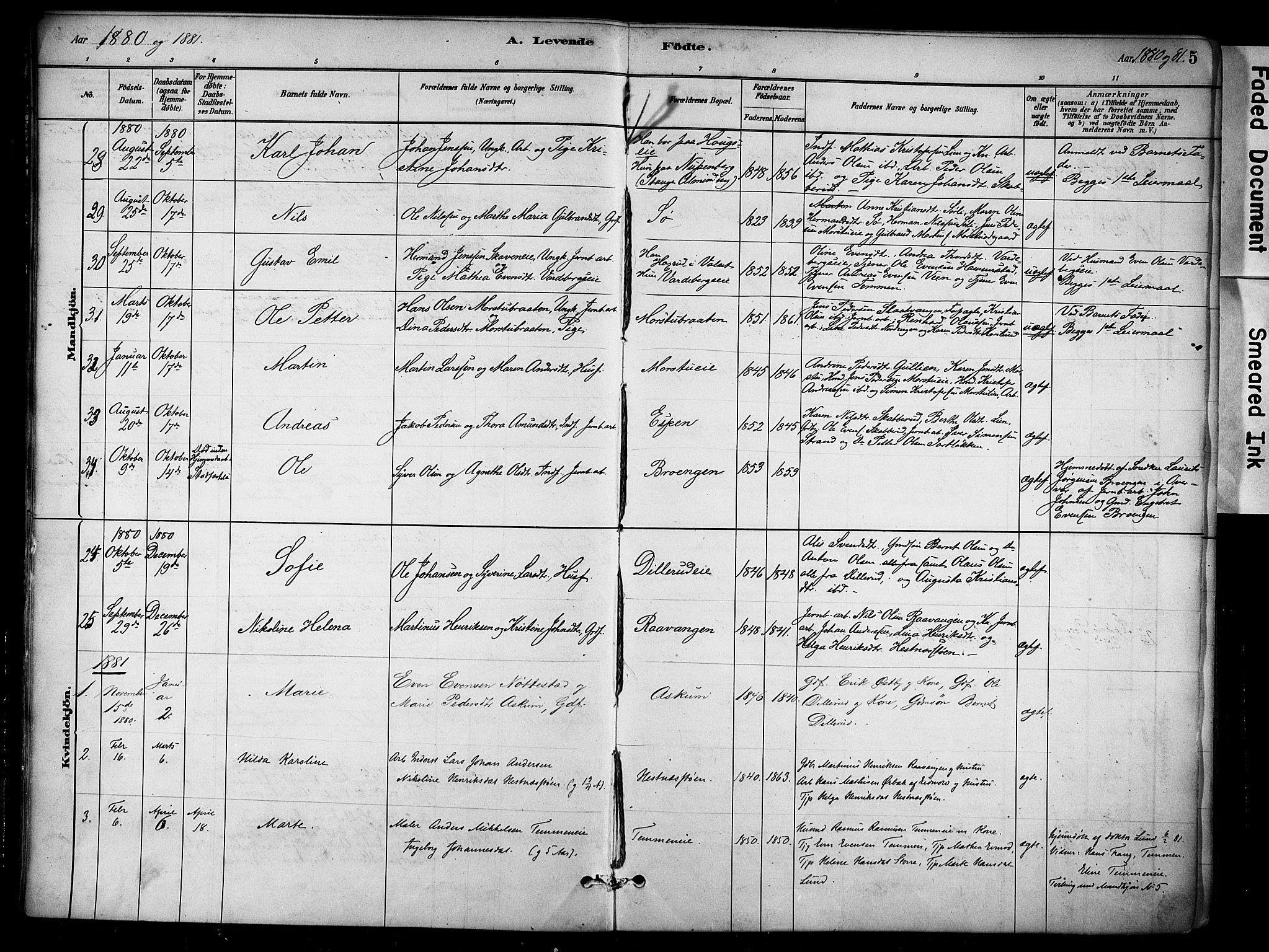 Stange prestekontor, SAH/PREST-002/K/L0018: Parish register (official) no. 18, 1880-1896, p. 5