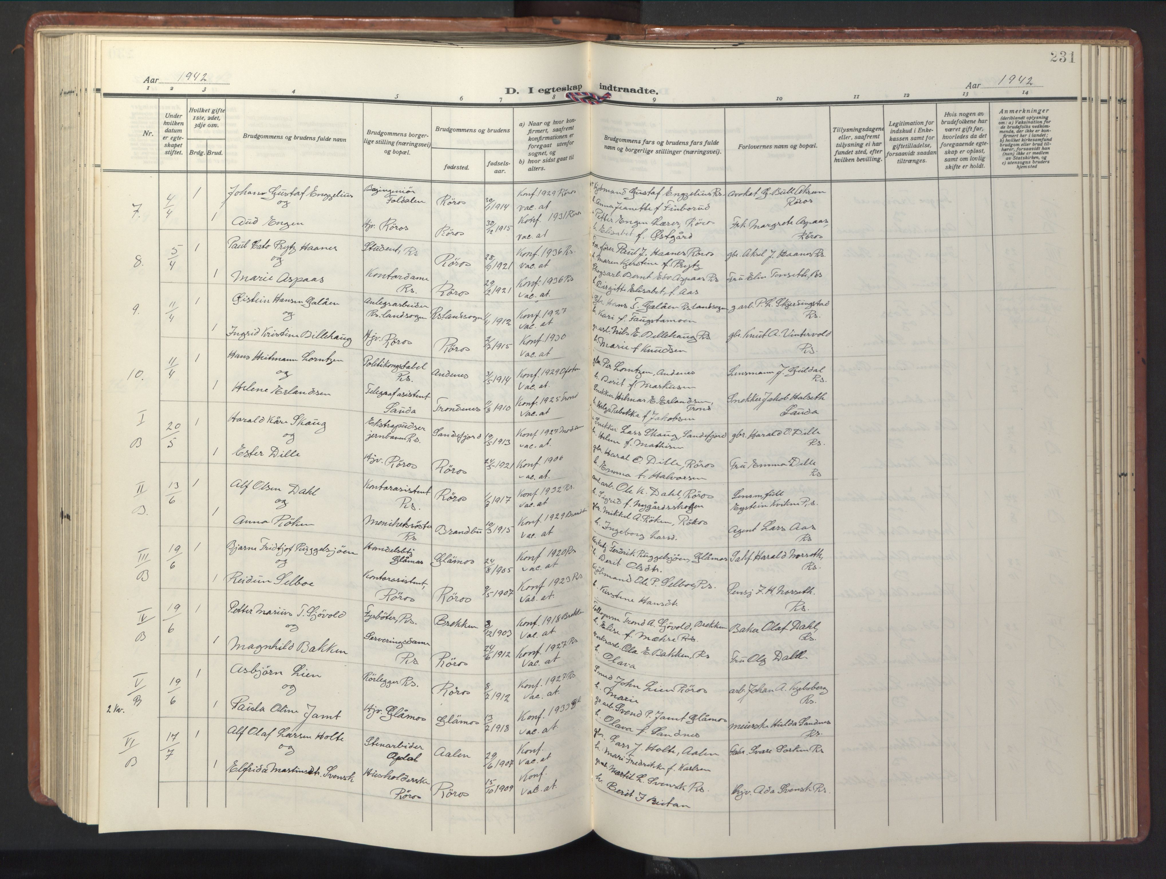 Ministerialprotokoller, klokkerbøker og fødselsregistre - Sør-Trøndelag, SAT/A-1456/681/L0943: Parish register (copy) no. 681C07, 1926-1954, p. 231