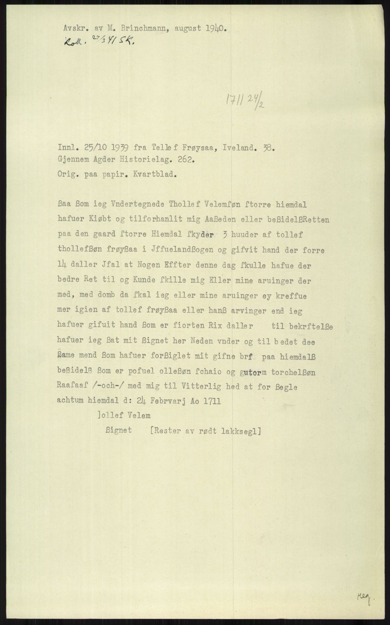 Samlinger til kildeutgivelse, Diplomavskriftsamlingen, AV/RA-EA-4053/H/Ha, p. 2337