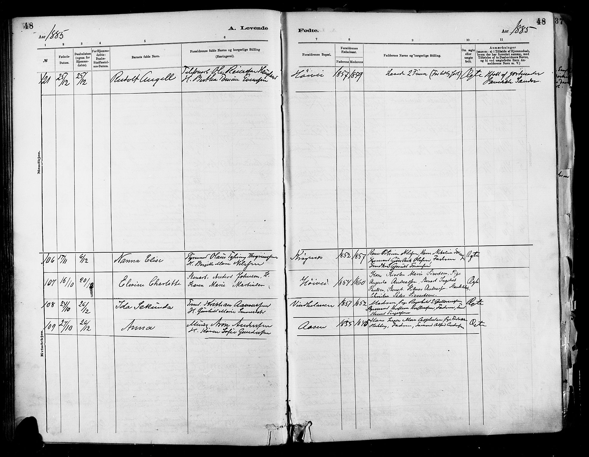 Barbu sokneprestkontor, AV/SAK-1111-0003/F/Fa/L0002: Parish register (official) no. A 2, 1883-1898, p. 48