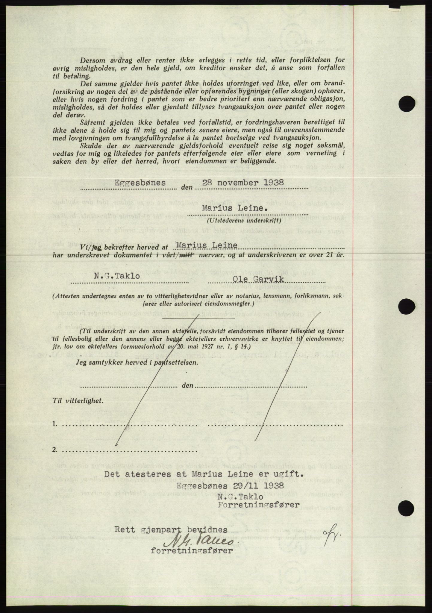 Søre Sunnmøre sorenskriveri, AV/SAT-A-4122/1/2/2C/L0066: Mortgage book no. 60, 1938-1938, Diary no: : 1668/1938