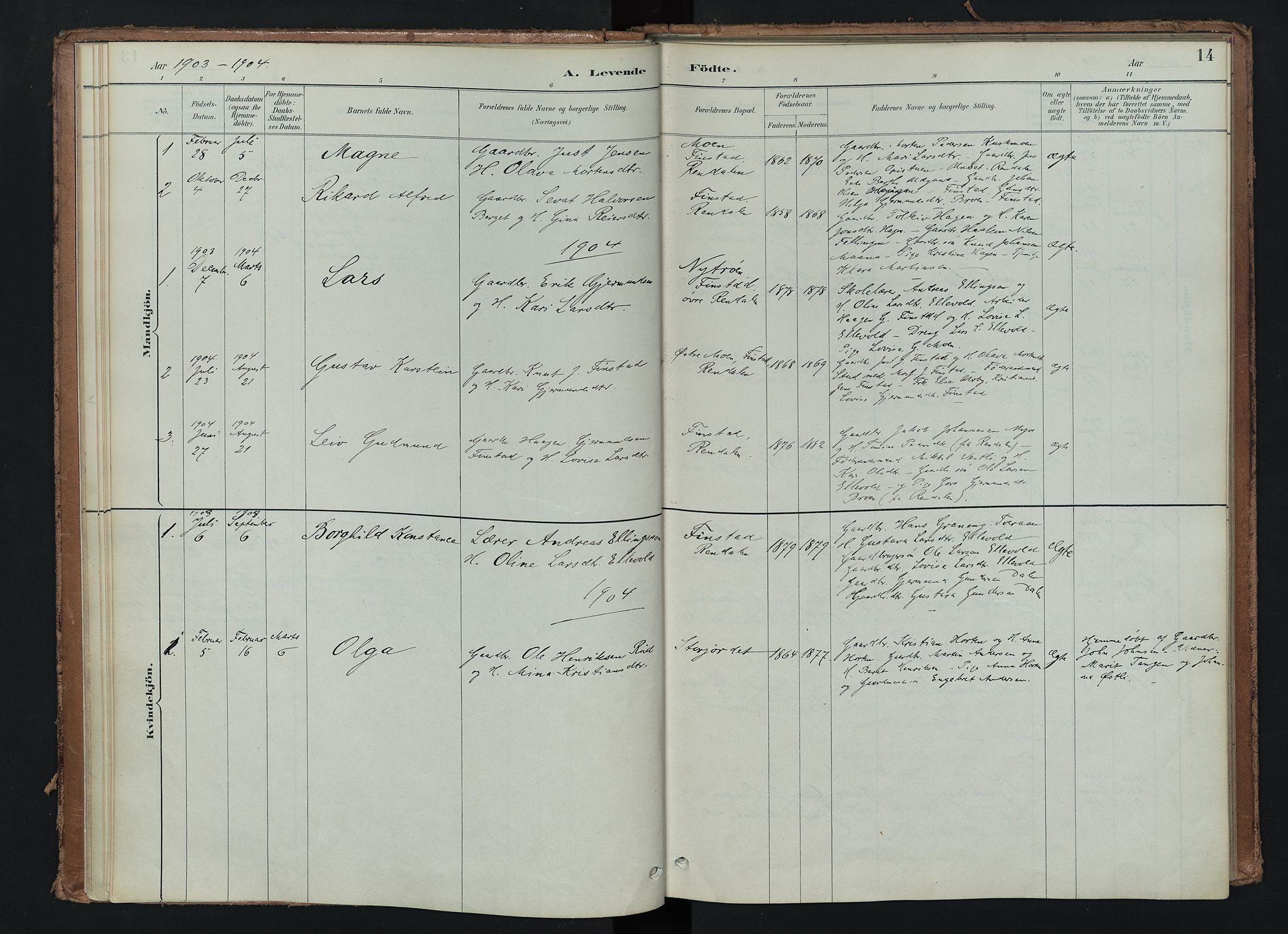 Tynset prestekontor, SAH/PREST-058/H/Ha/Haa/L0024: Parish register (official) no. 24, 1885-1916, p. 14