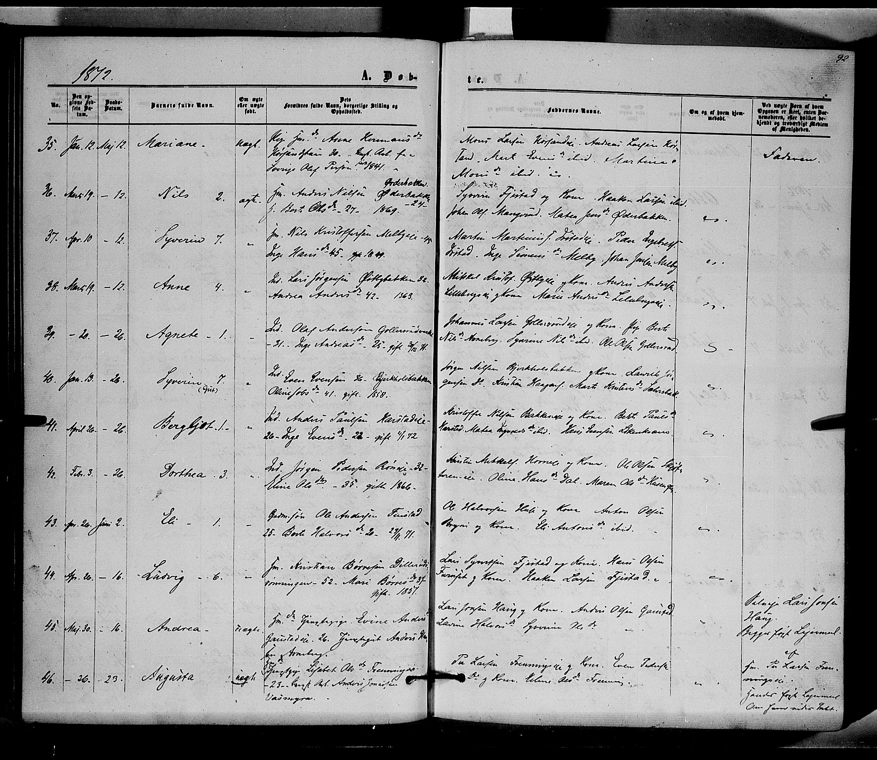 Romedal prestekontor, SAH/PREST-004/K/L0005: Parish register (official) no. 5, 1862-1874, p. 92