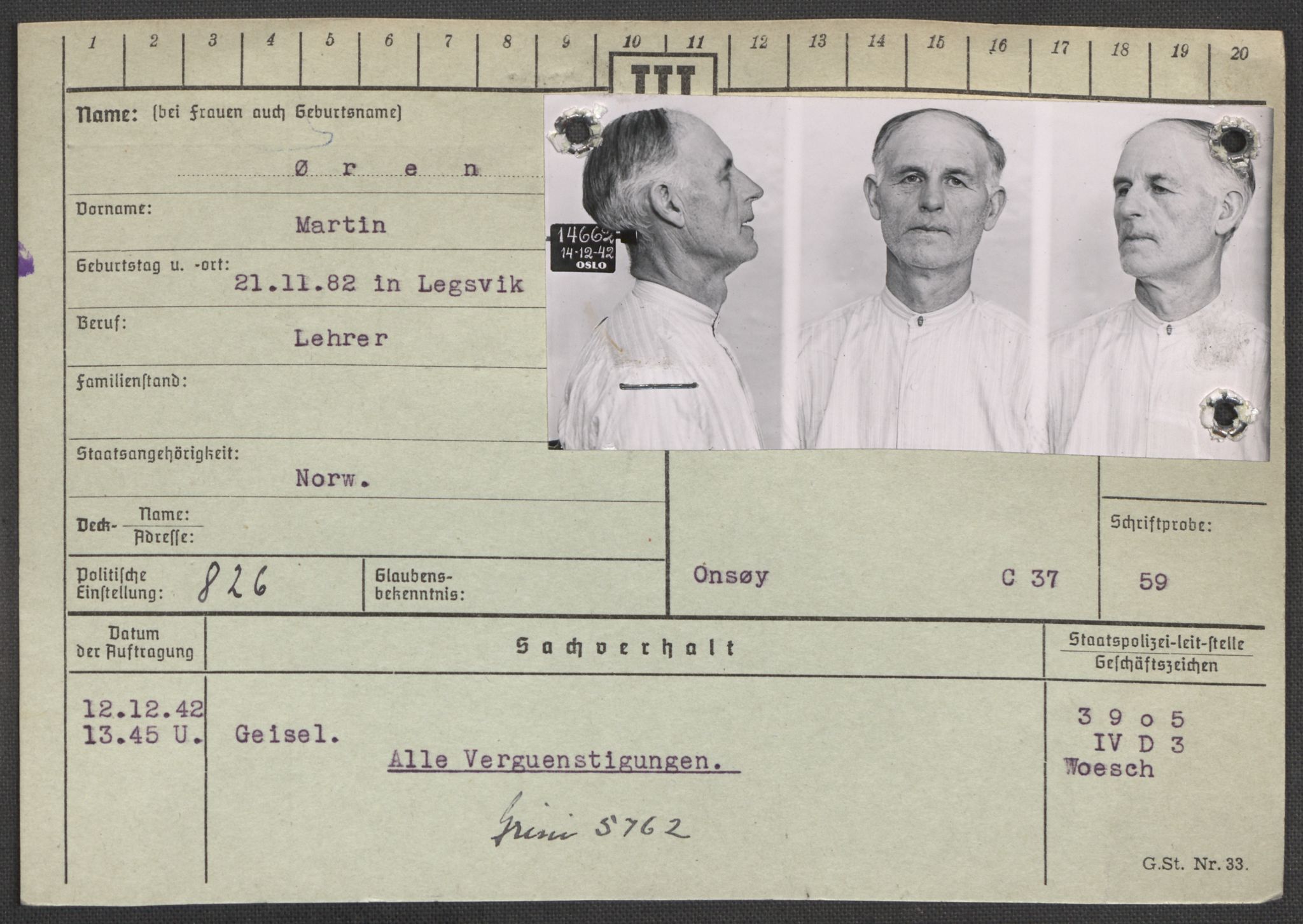 Befehlshaber der Sicherheitspolizei und des SD, AV/RA-RAFA-5969/E/Ea/Eaa/L0010: Register over norske fanger i Møllergata 19: Sø-Å, 1940-1945, p. 1264