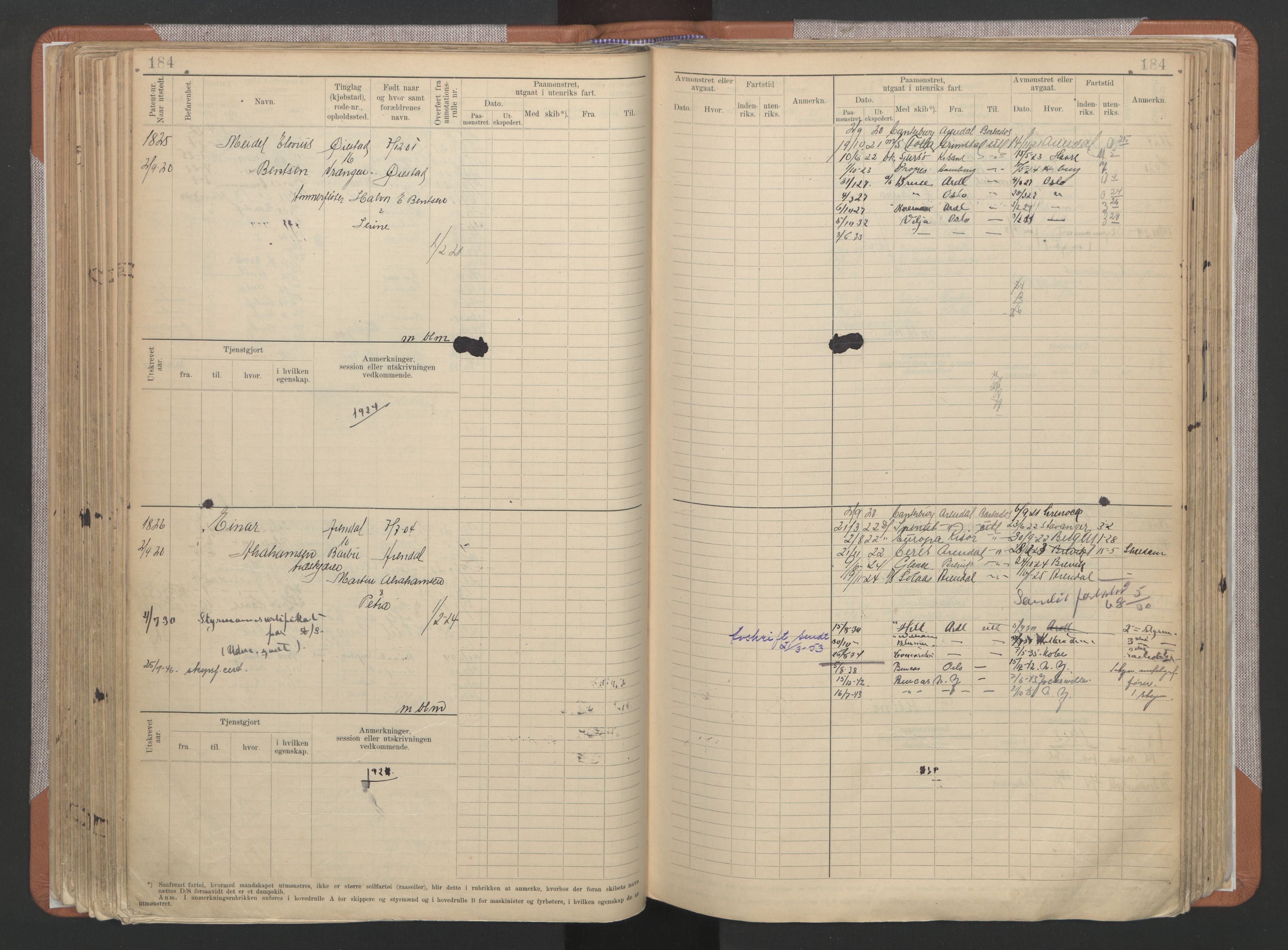 Arendal mønstringskrets, AV/SAK-2031-0012/F/Fb/L0022: Hovedrulle A nr 1466-2242, S-20, 1914-1930, p. 192