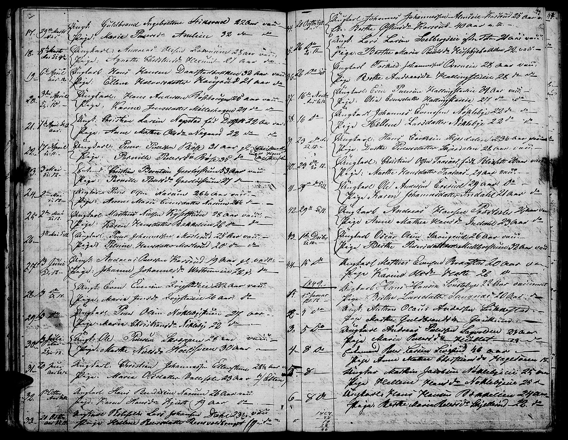 Vestre Toten prestekontor, AV/SAH-PREST-108/H/Ha/Hab/L0003: Parish register (copy) no. 3, 1846-1854, p. 43