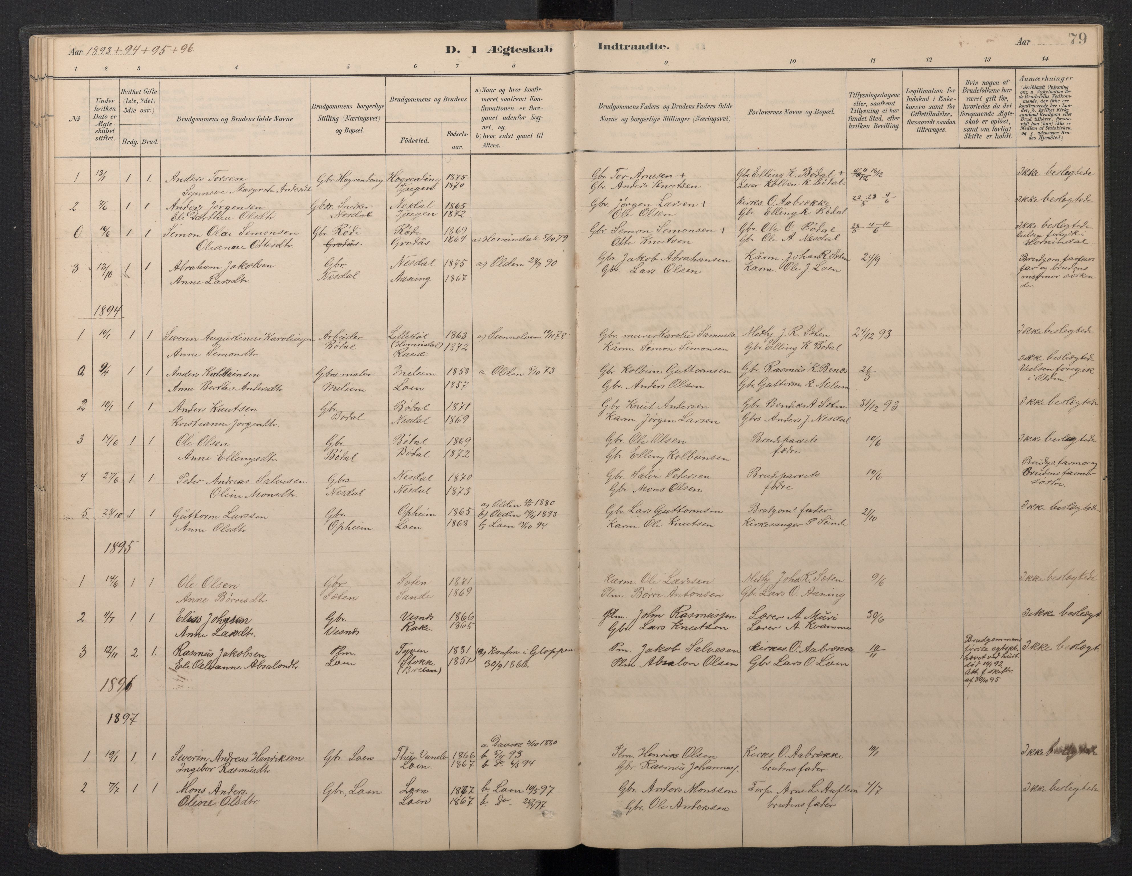 Stryn Sokneprestembete, SAB/A-82501: Parish register (copy) no. B 3, 1881-1918, p. 78b-79a