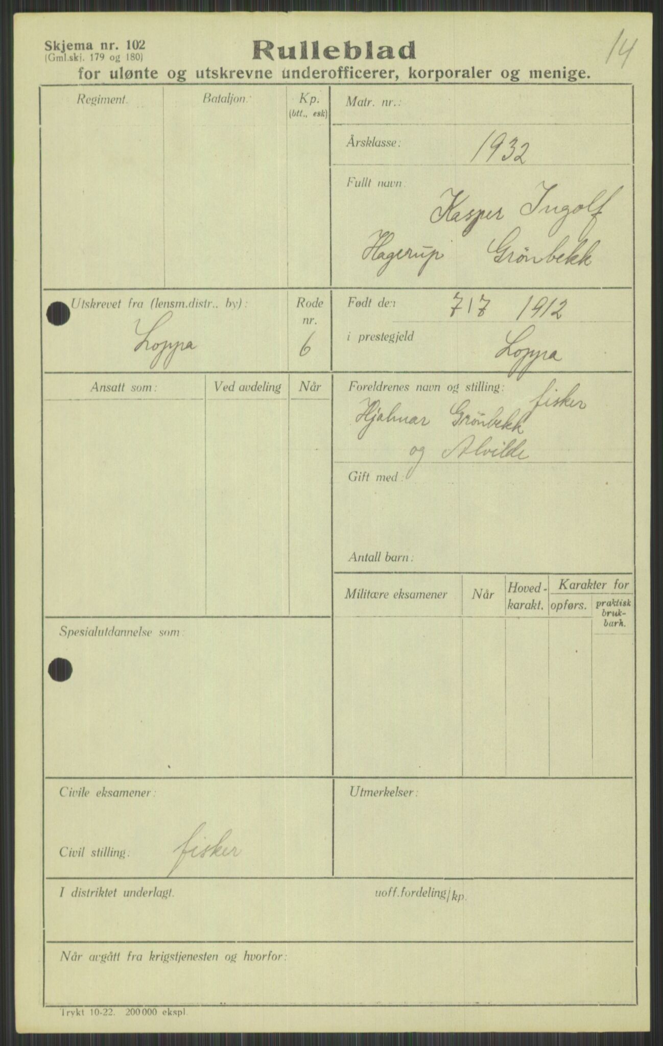 Forsvaret, Troms infanteriregiment nr. 16, AV/RA-RAFA-3146/P/Pa/L0016: Rulleblad for regimentets menige mannskaper, årsklasse 1932, 1932, p. 361